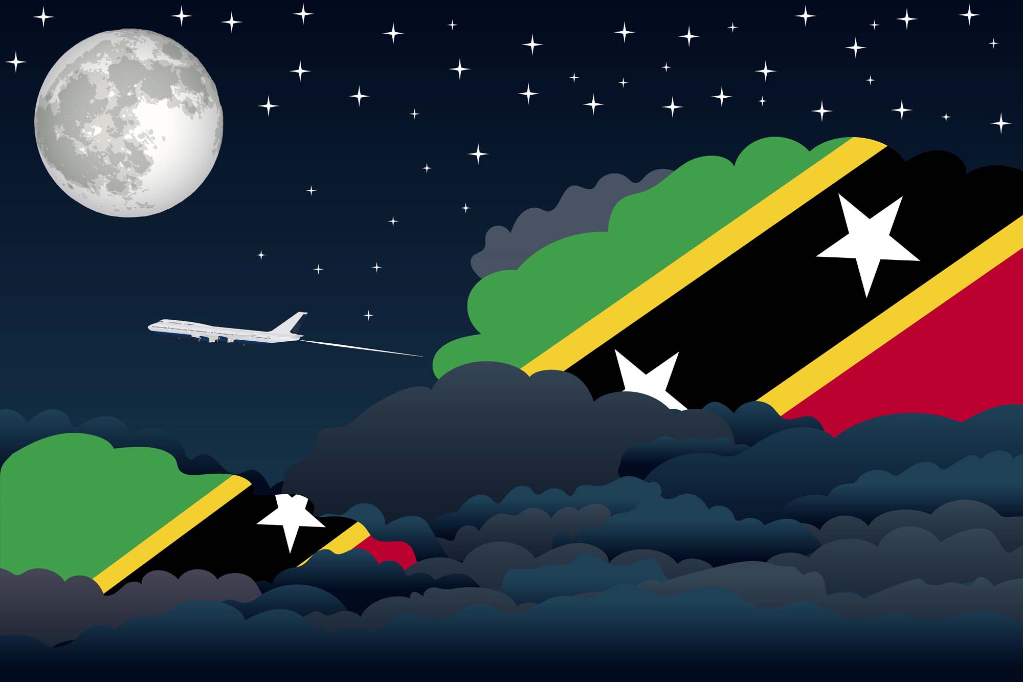 Saint Kitts Case and Nevis Night Clouds Blanket Throw image 2
