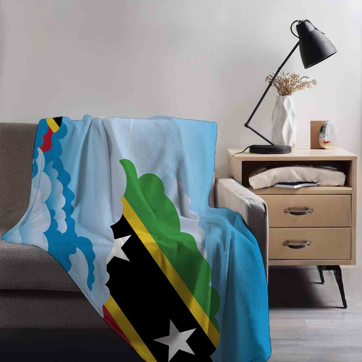 Saint Kitts Case and Nevis Day Clouds Blanket Throw