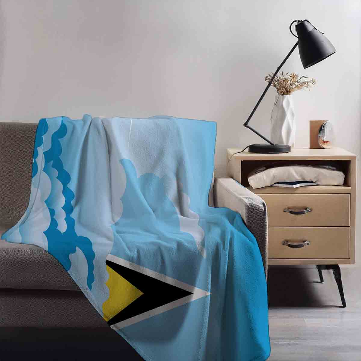 Saint Lucia Day Clouds Blanket Throw