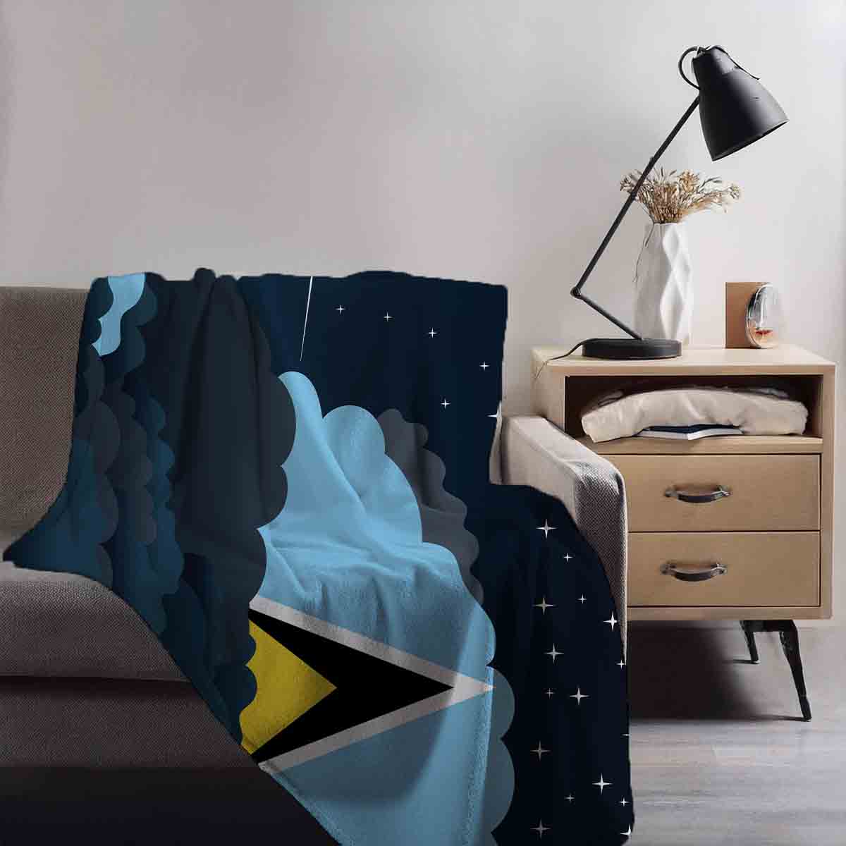 Saint Lucia Night Clouds Blanket Throw