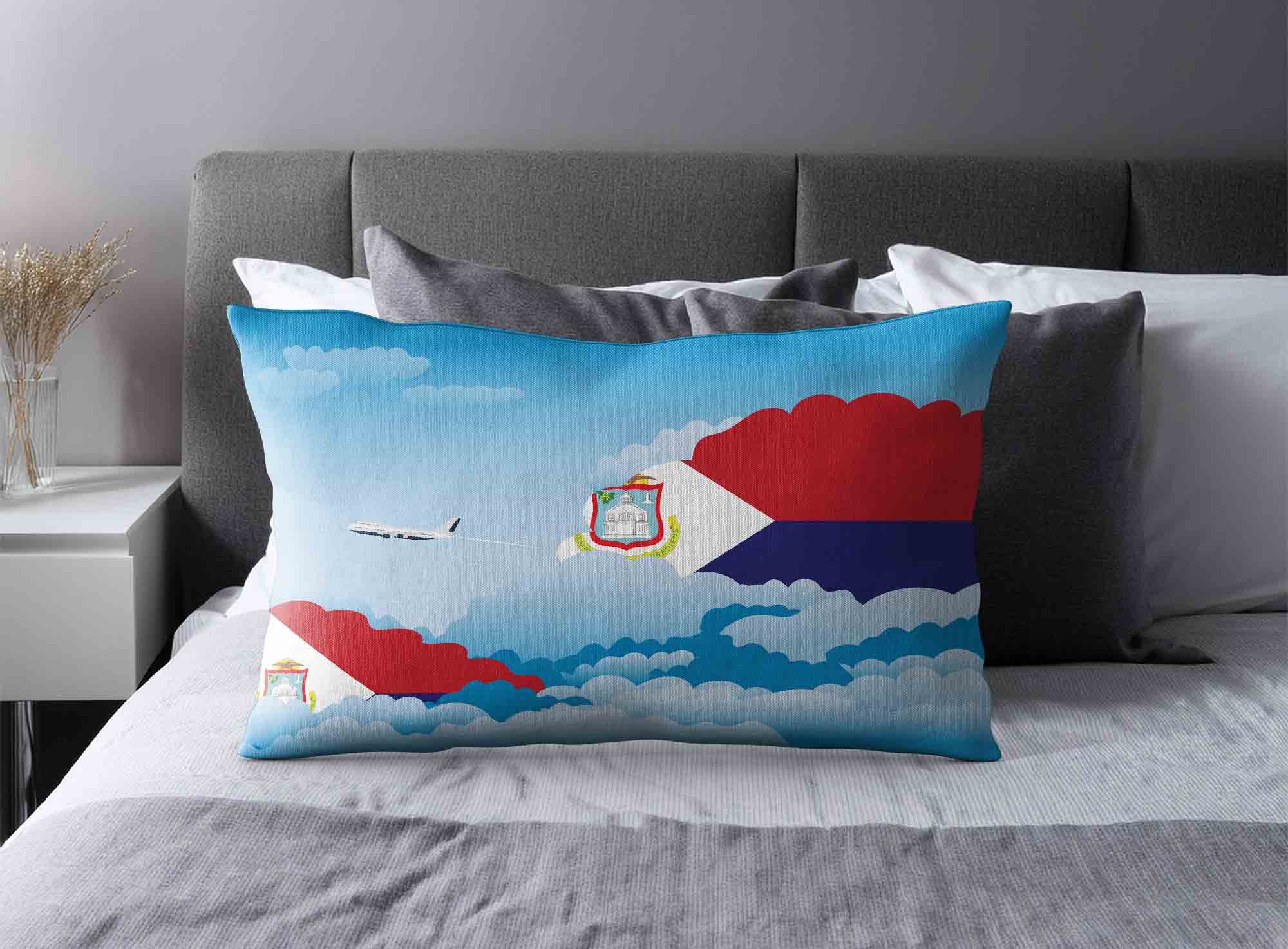 Saint Martin World Airplane Day Clouds Square & Rectangle Pillow Cases | Aviation Sky Travel Decorative Throw Pillow Covers image 2