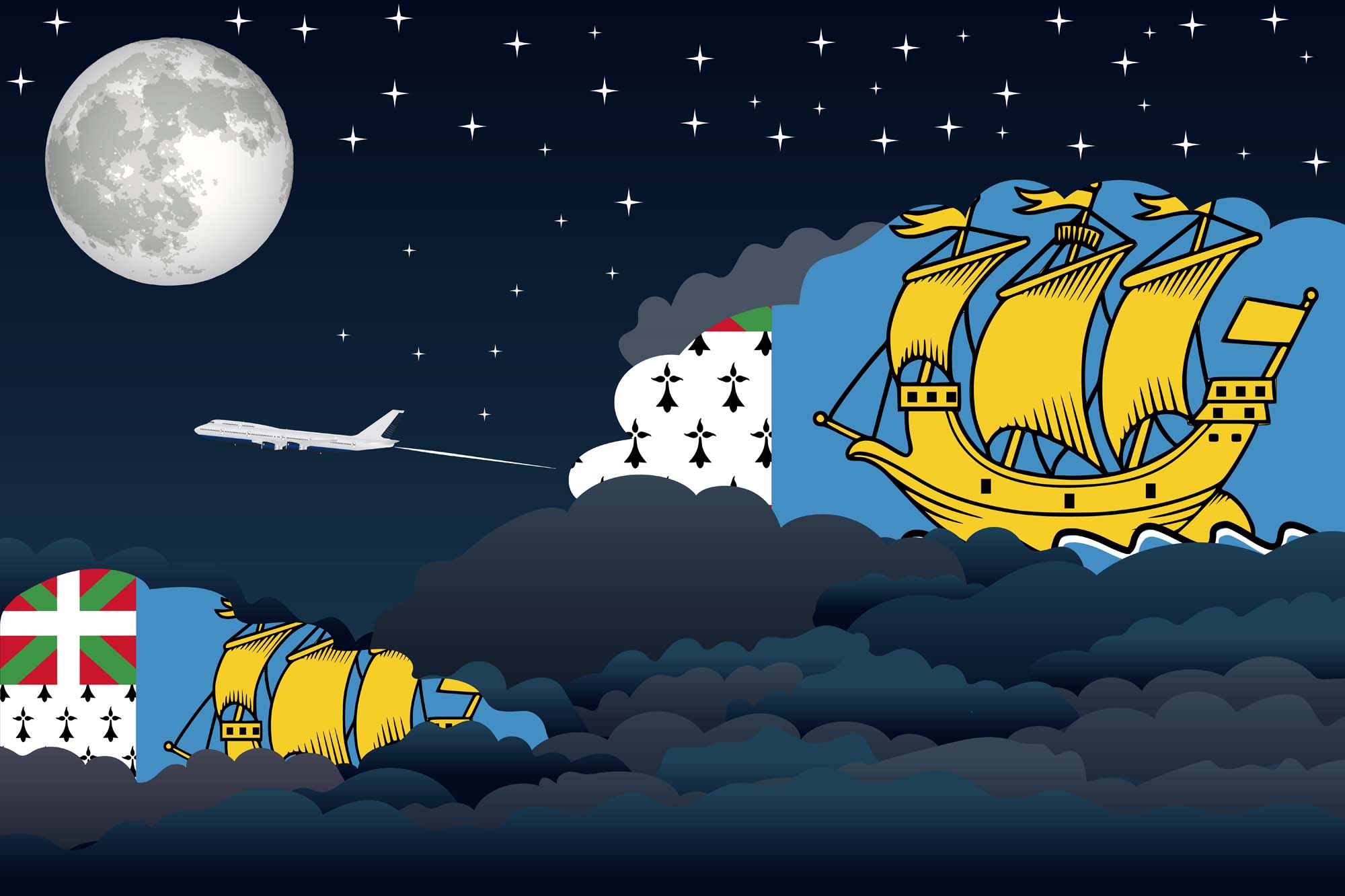 Saint Pierre Case and Miquelon Night Clouds Blanket Throw image 2