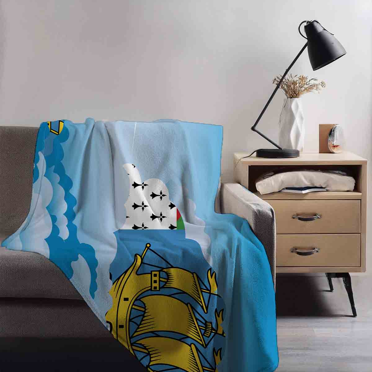 Saint Pierre Case and Miquelon Day Clouds Blanket Throw