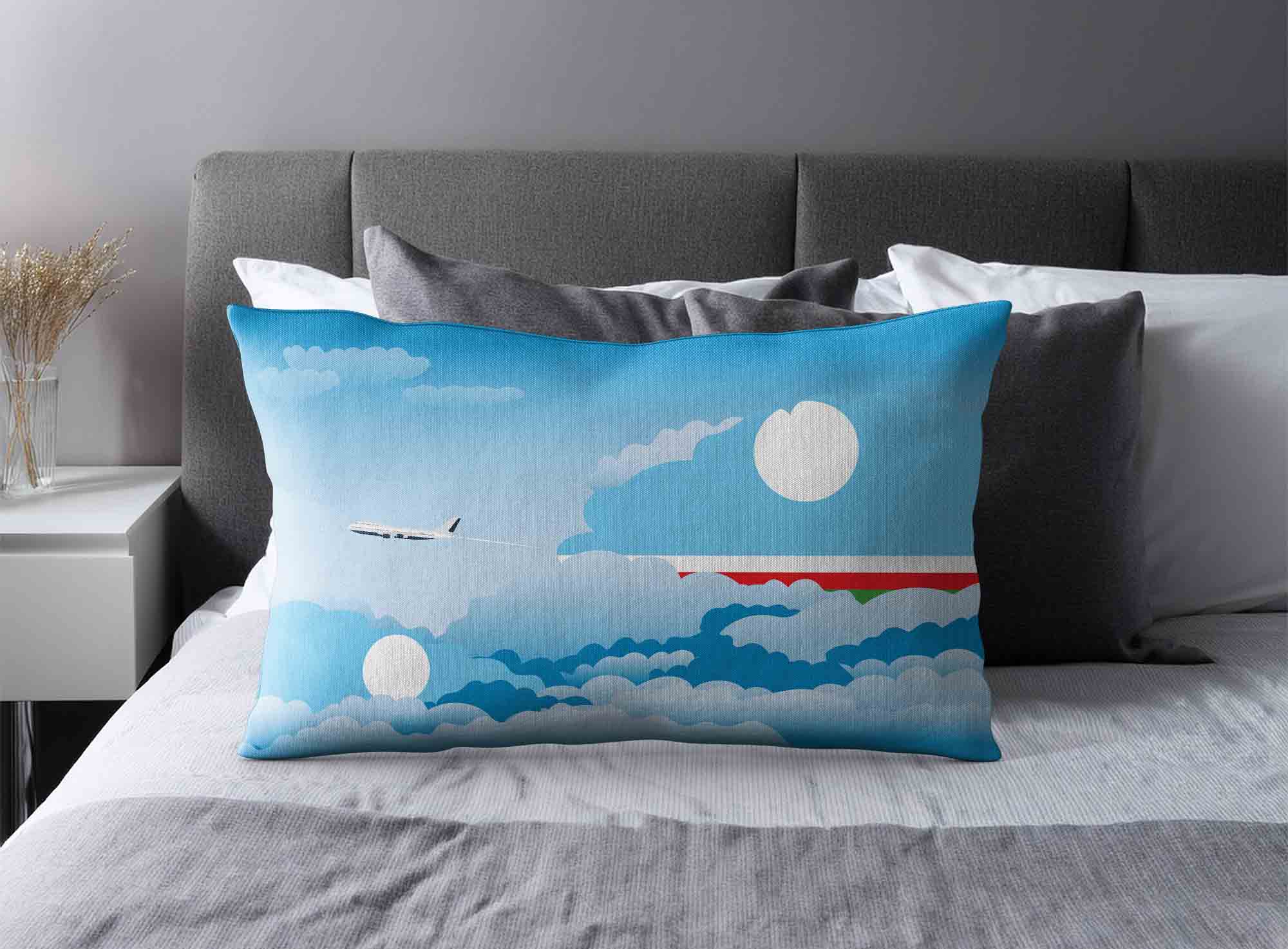 Sakha Republic World Airplane Day Clouds Square & Rectangle Pillow Cases | Aviation Sky Travel Decorative Throw Pillow Covers image 2