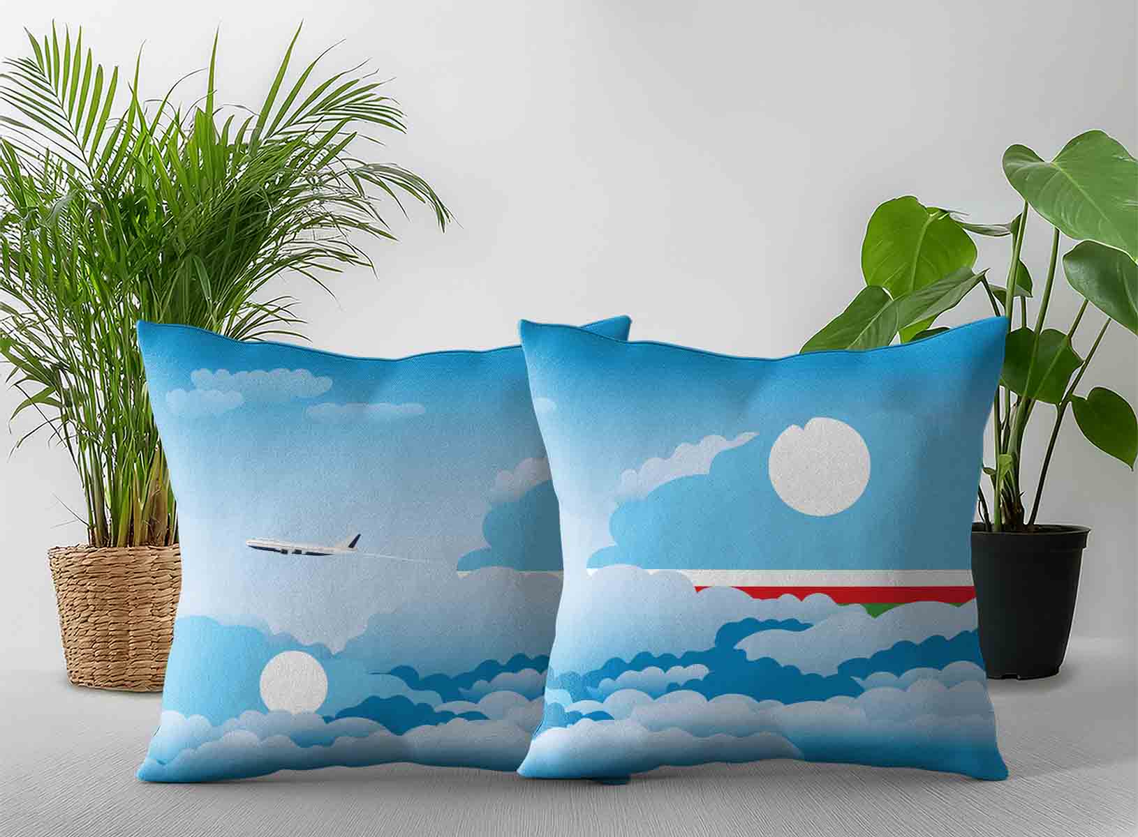 Sakha Republic World Airplane Day Clouds Square & Rectangle Pillow Cases | Aviation Sky Travel Decorative Throw Pillow Covers