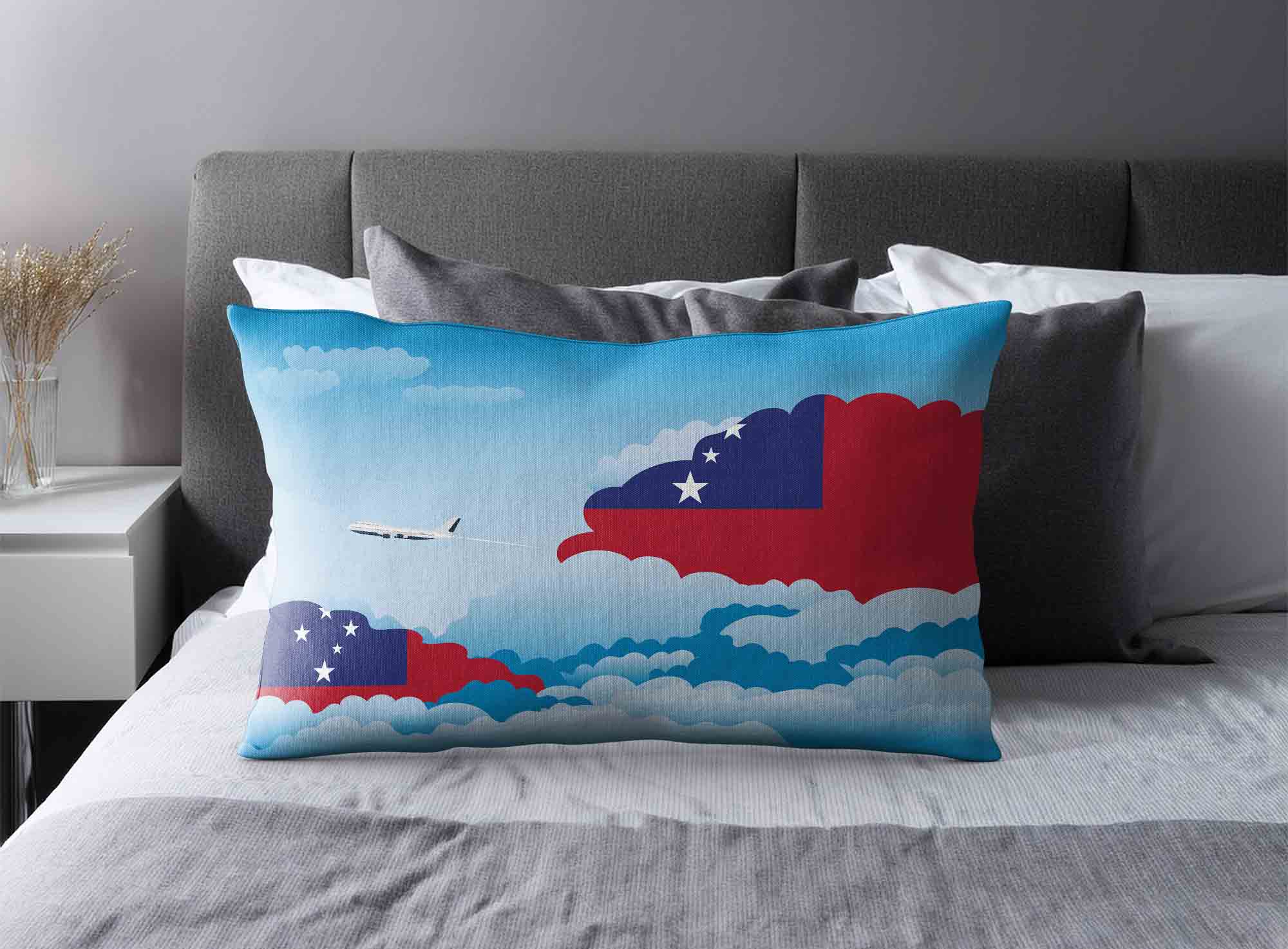 Samoa World Airplane Day Clouds Square & Rectangle Pillow Cases | Aviation Sky Travel Decorative Throw Pillow Covers image 2