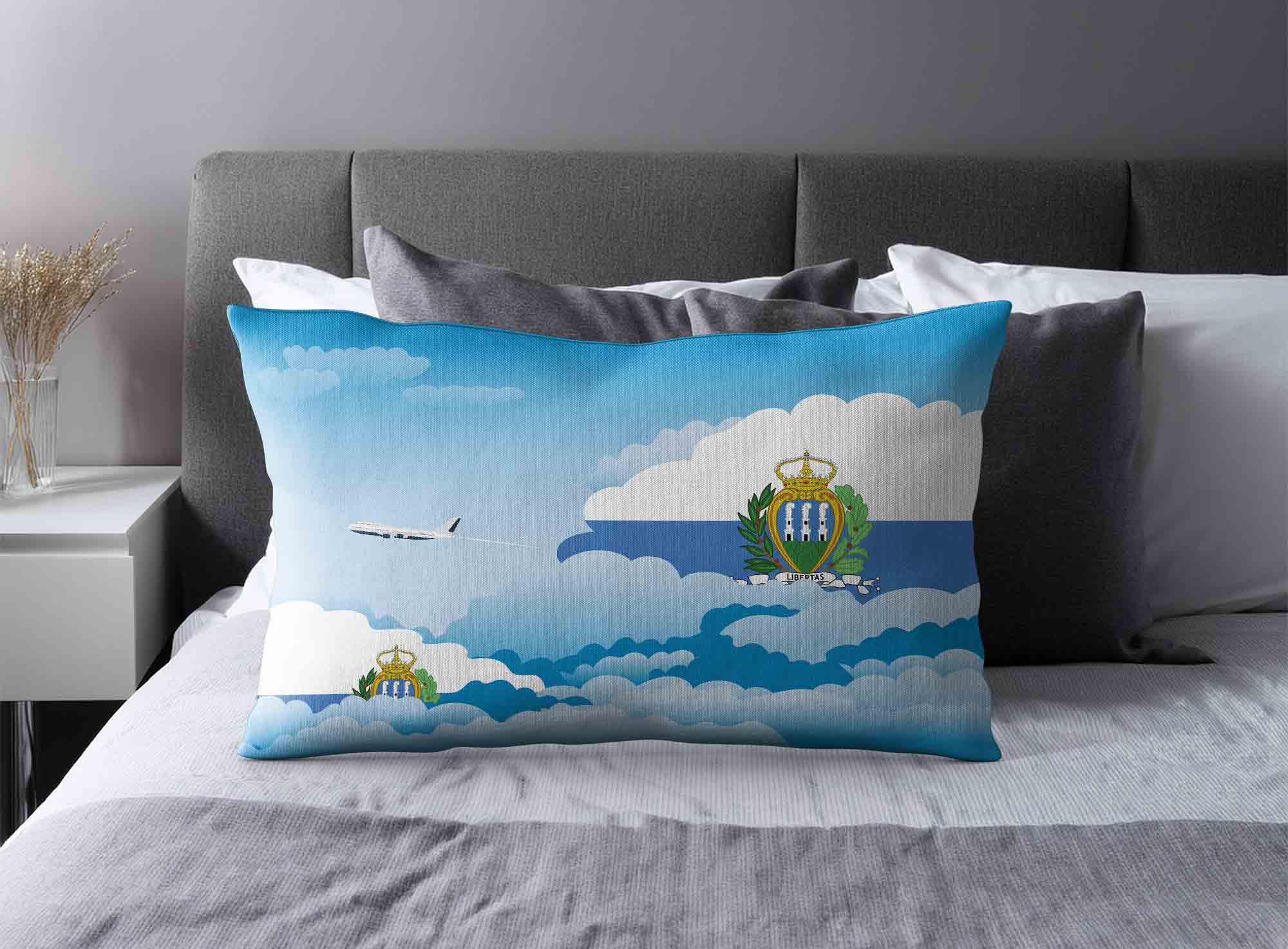 San Marino World Airplane Day Clouds Square & Rectangle Pillow Cases | Aviation Sky Travel Decorative Throw Pillow Covers image 2