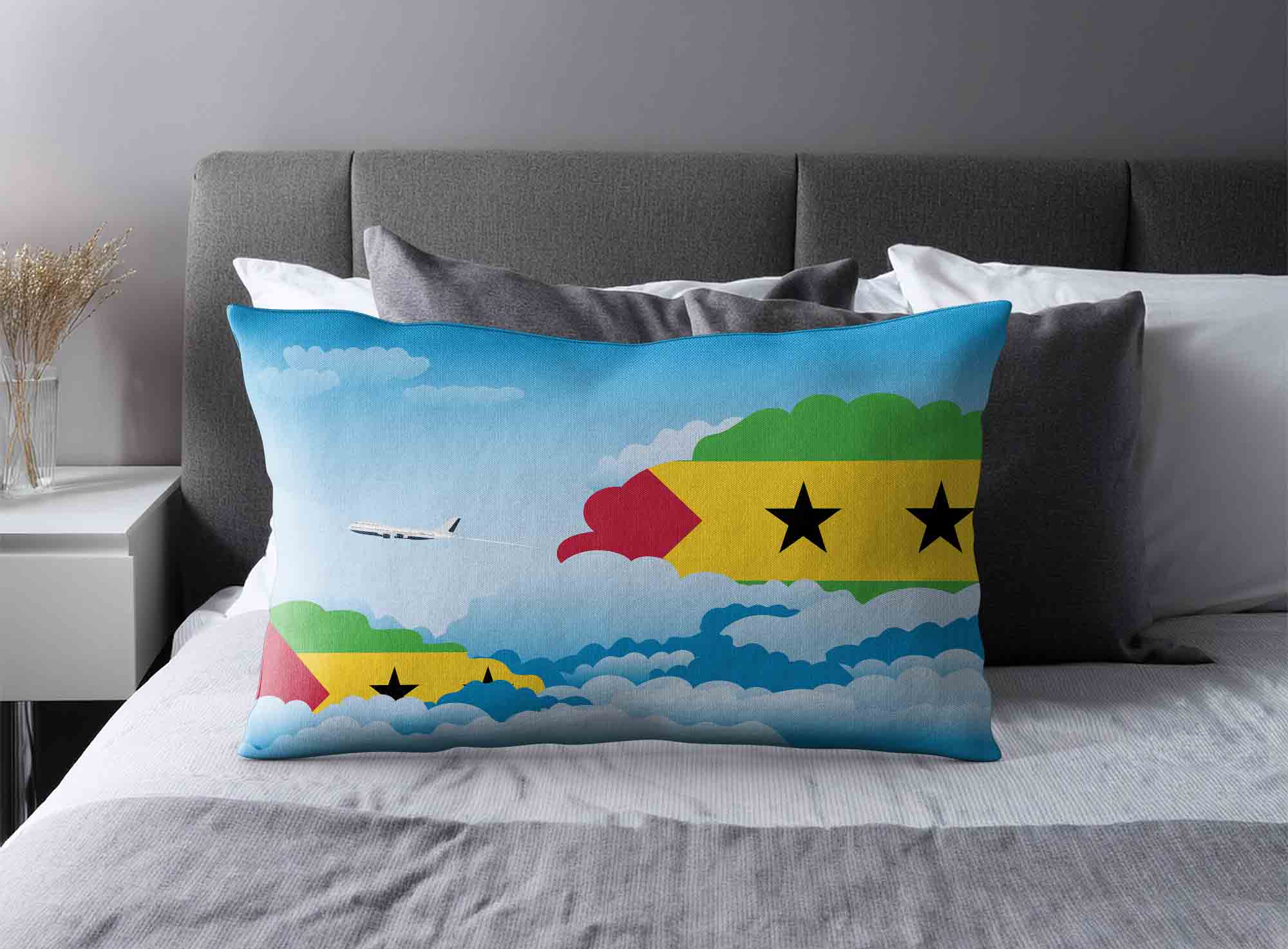 Sao Tome Case and Principe World Airplane Day Clouds Square & Rectangle Pillow Cases | Aviation Sky Travel Decorative Throw Pillow Covers image 2