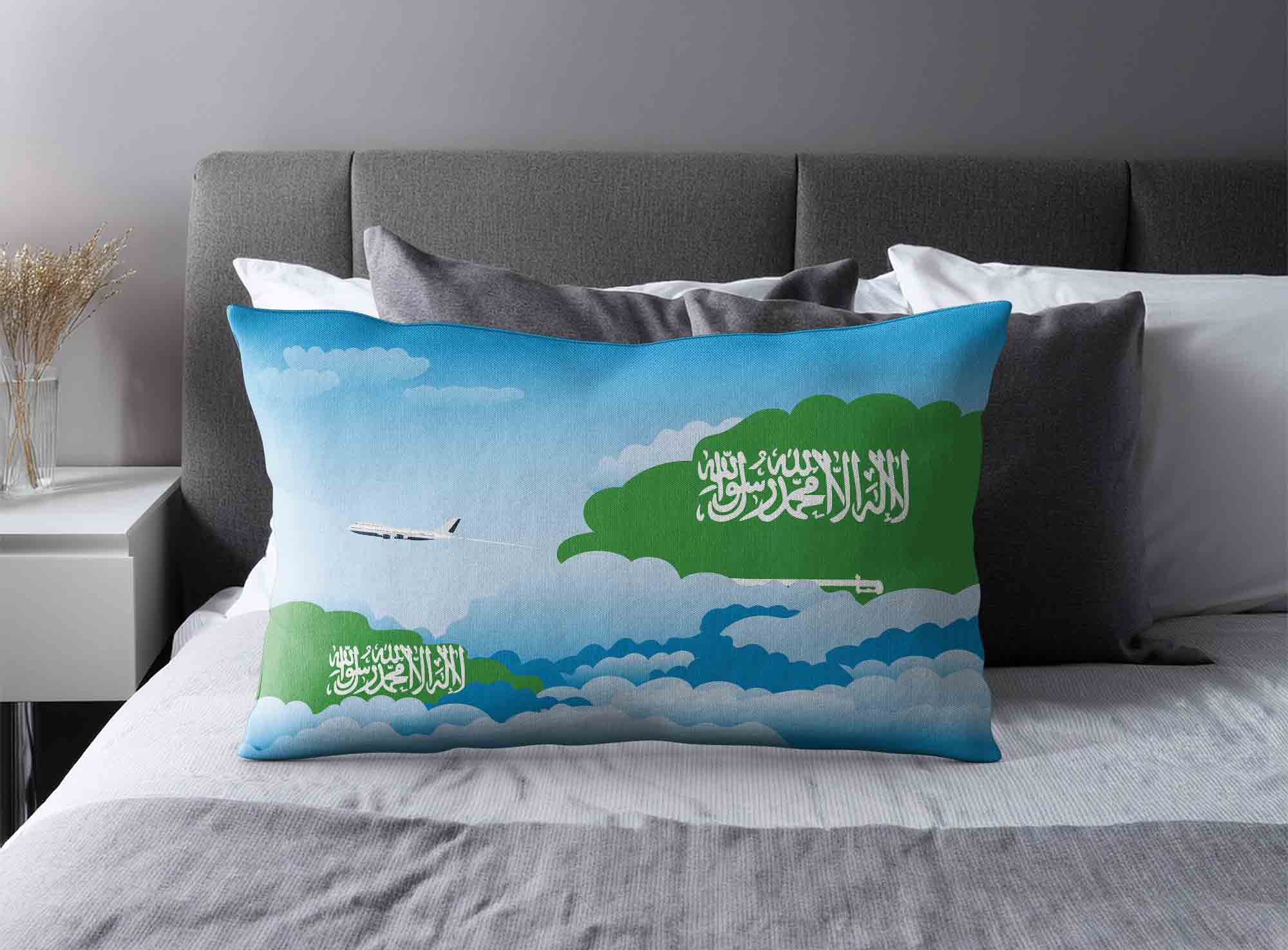Saudi Arabia World Airplane Day Clouds Square & Rectangle Pillow Cases | Aviation Sky Travel Decorative Throw Pillow Covers image 2