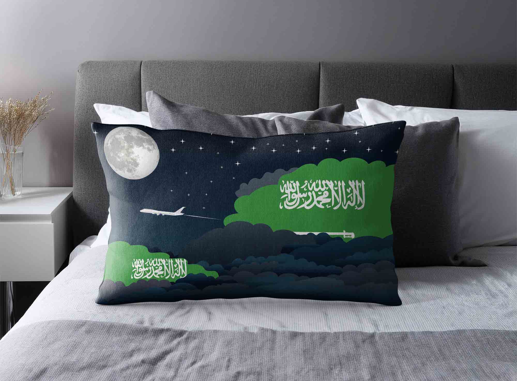 Saudi Arabia World Airplane Night Clouds Square & Rectangle Pillow Cases | Aviation Night Sky Decorative Throw Pillow Covers image 2