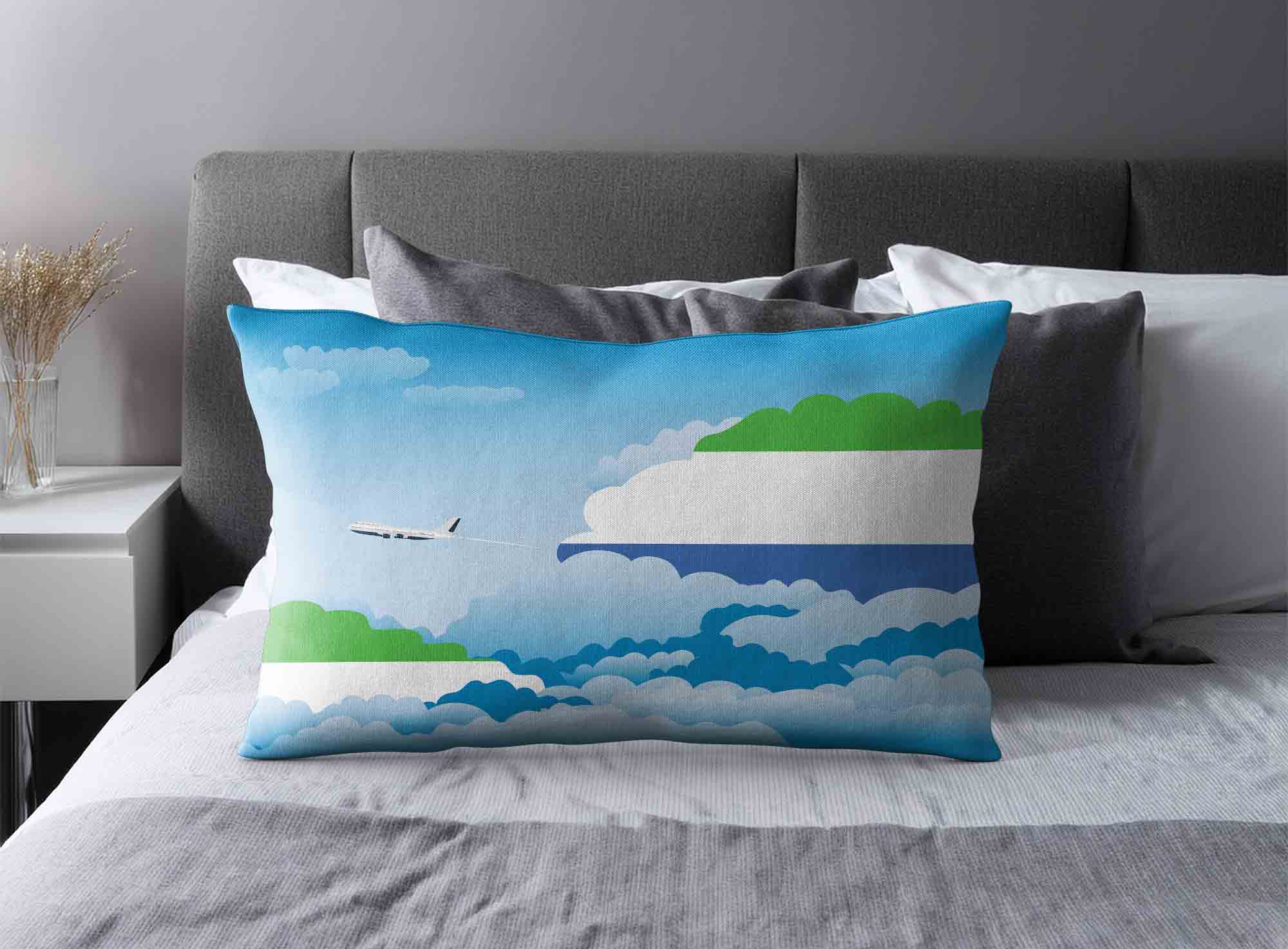 Sierra Leone World Airplane Day Clouds Square & Rectangle Pillow Cases | Aviation Sky Travel Decorative Throw Pillow Covers image 2