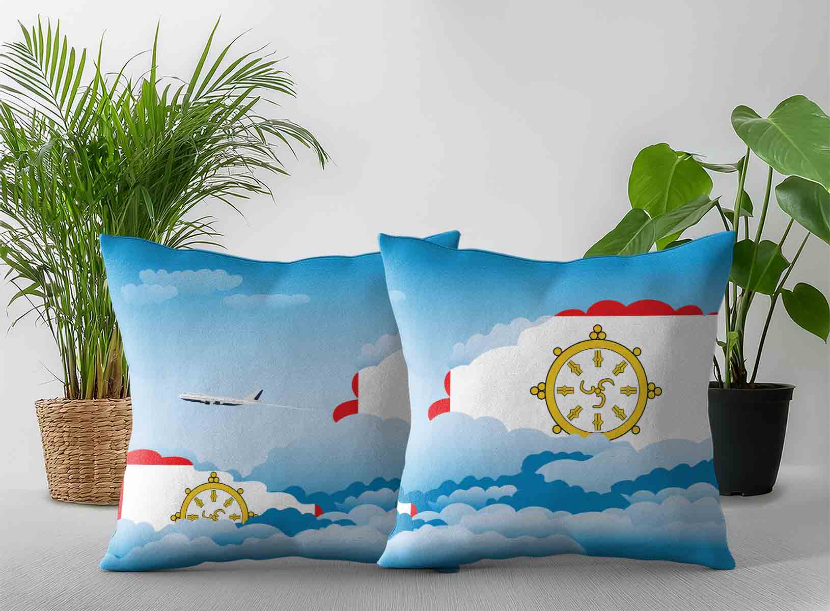 Sikkim World Airplane Day Clouds Square & Rectangle Pillow Cases | Aviation Sky Travel Decorative Throw Pillow Covers
