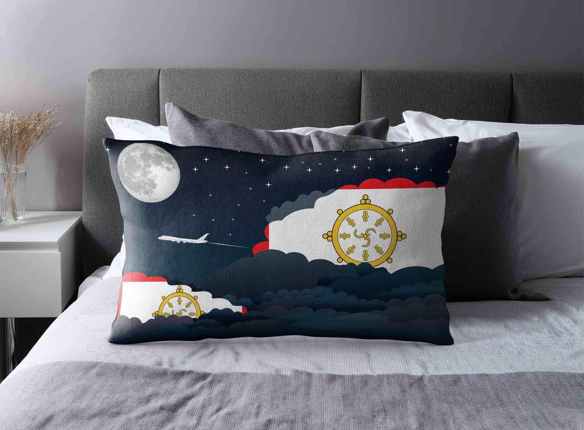 Sikkim World Airplane Night Clouds Square & Rectangle Pillow Cases | Aviation Night Sky Decorative Throw Pillow Covers image 2