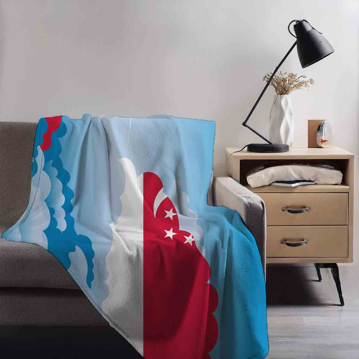 Singapore Day Clouds Blanket Throw