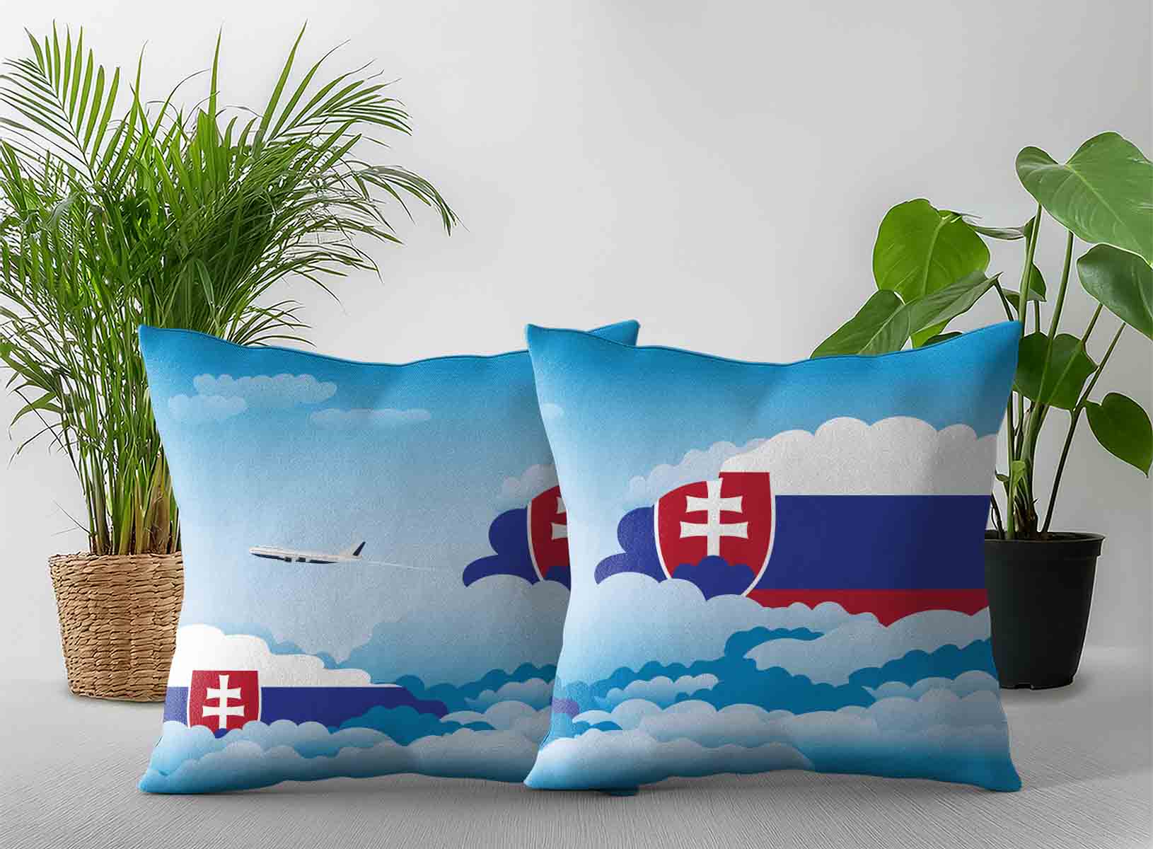 Slovakia World Airplane Day Clouds Square & Rectangle Pillow Cases | Aviation Sky Travel Decorative Throw Pillow Covers
