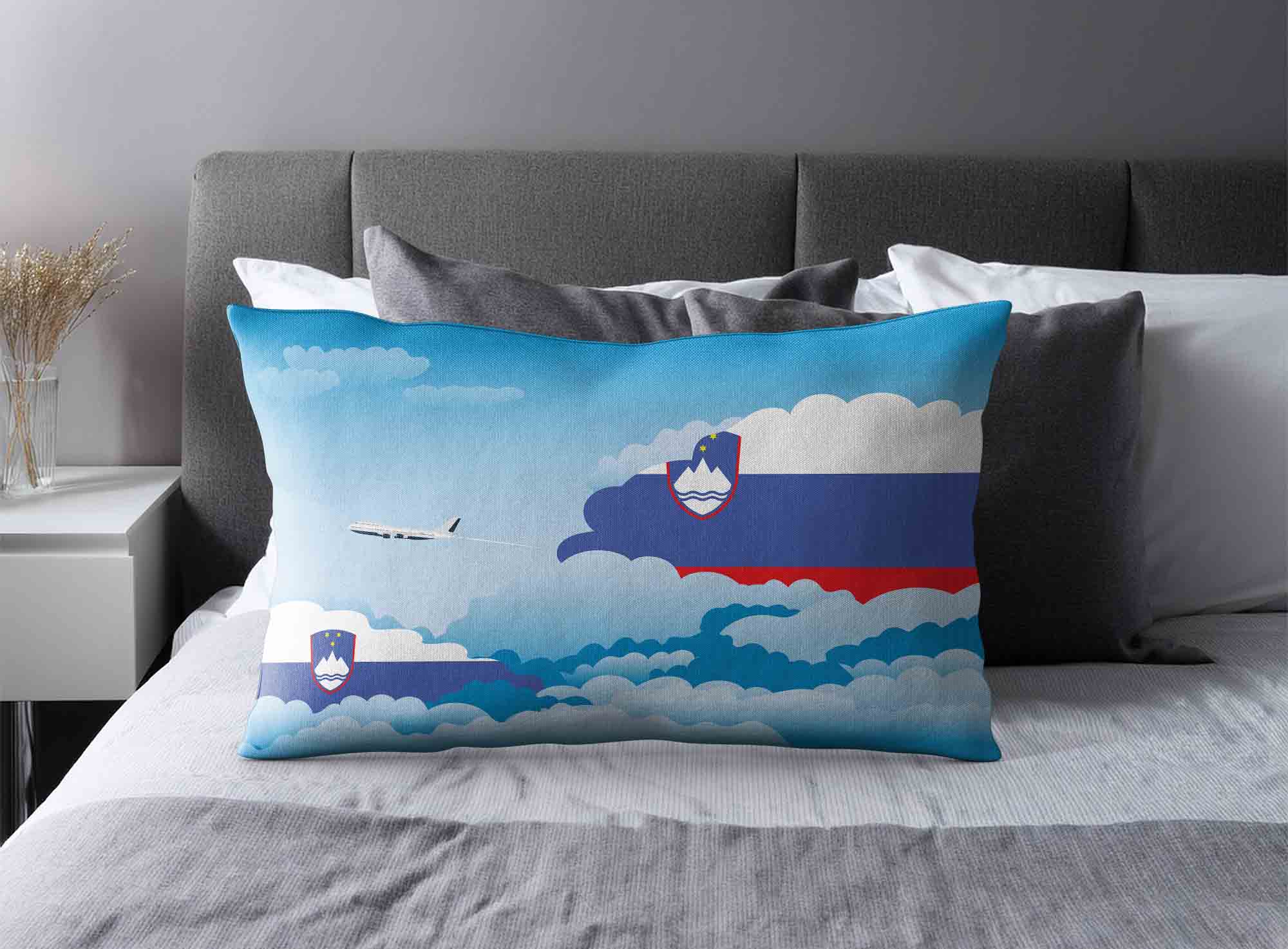 Slovenia World Airplane Day Clouds Square & Rectangle Pillow Cases | Aviation Sky Travel Decorative Throw Pillow Covers image 2