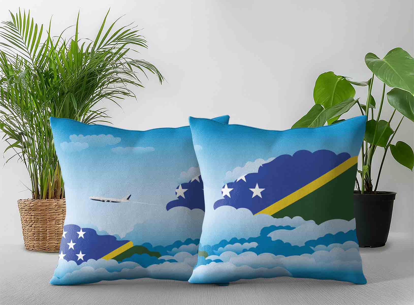Solomon Islands World Airplane Day Clouds Square & Rectangle Pillow Cases | Aviation Sky Travel Decorative Throw Pillow Covers