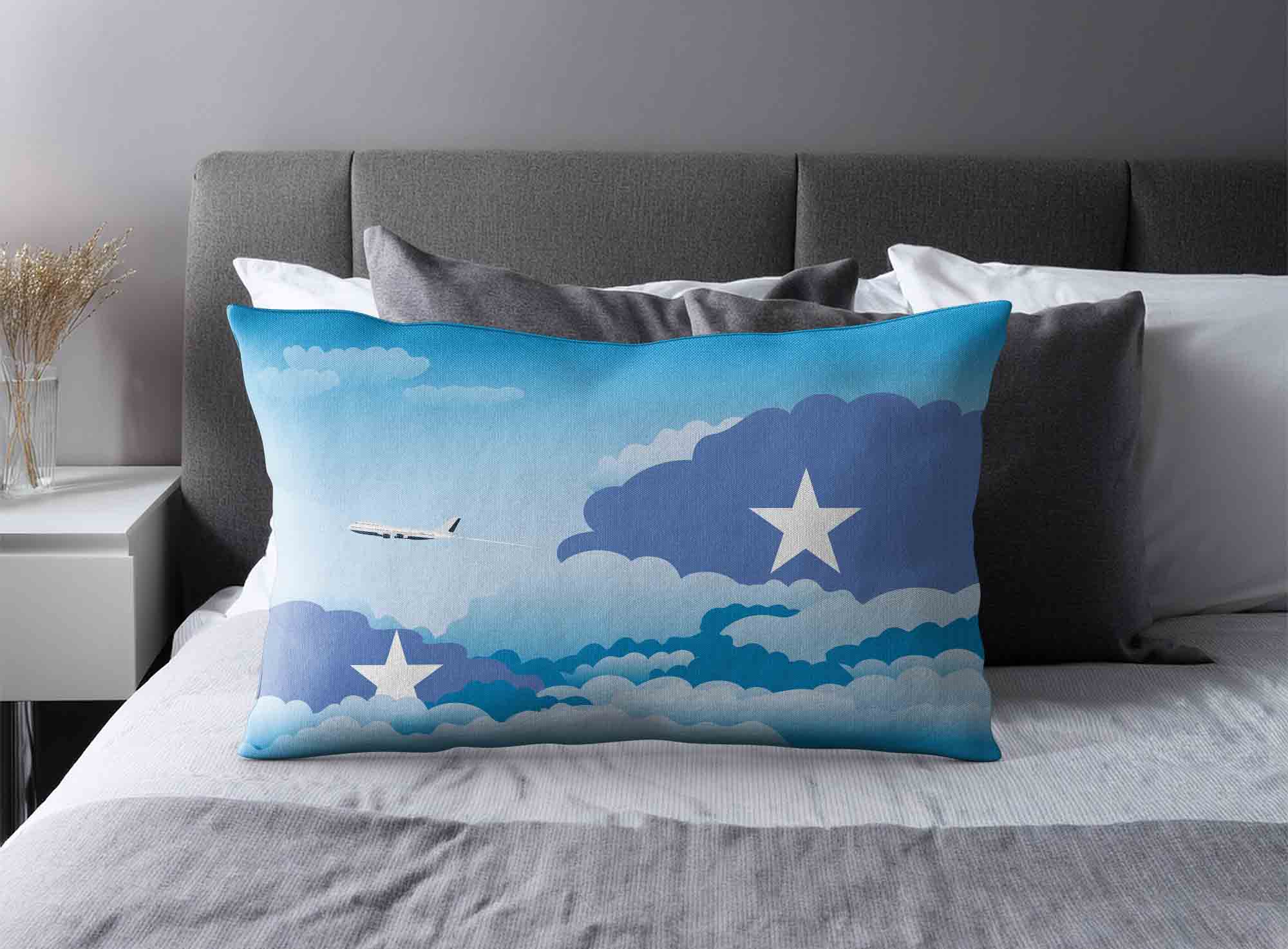 Somalia World Airplane Day Clouds Square & Rectangle Pillow Cases | Aviation Sky Travel Decorative Throw Pillow Covers image 2