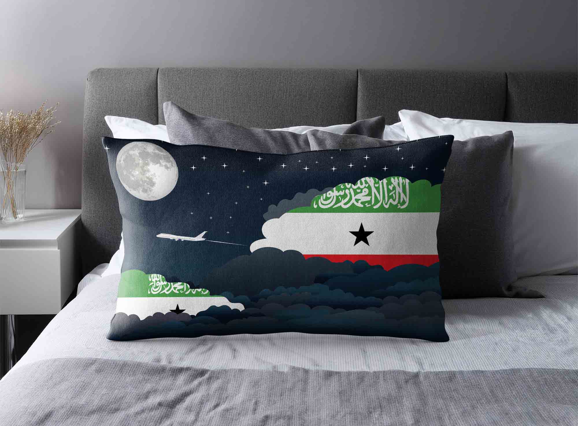 Somaliland World Airplane Night Clouds Square & Rectangle Pillow Cases | Aviation Night Sky Decorative Throw Pillow Covers image 2