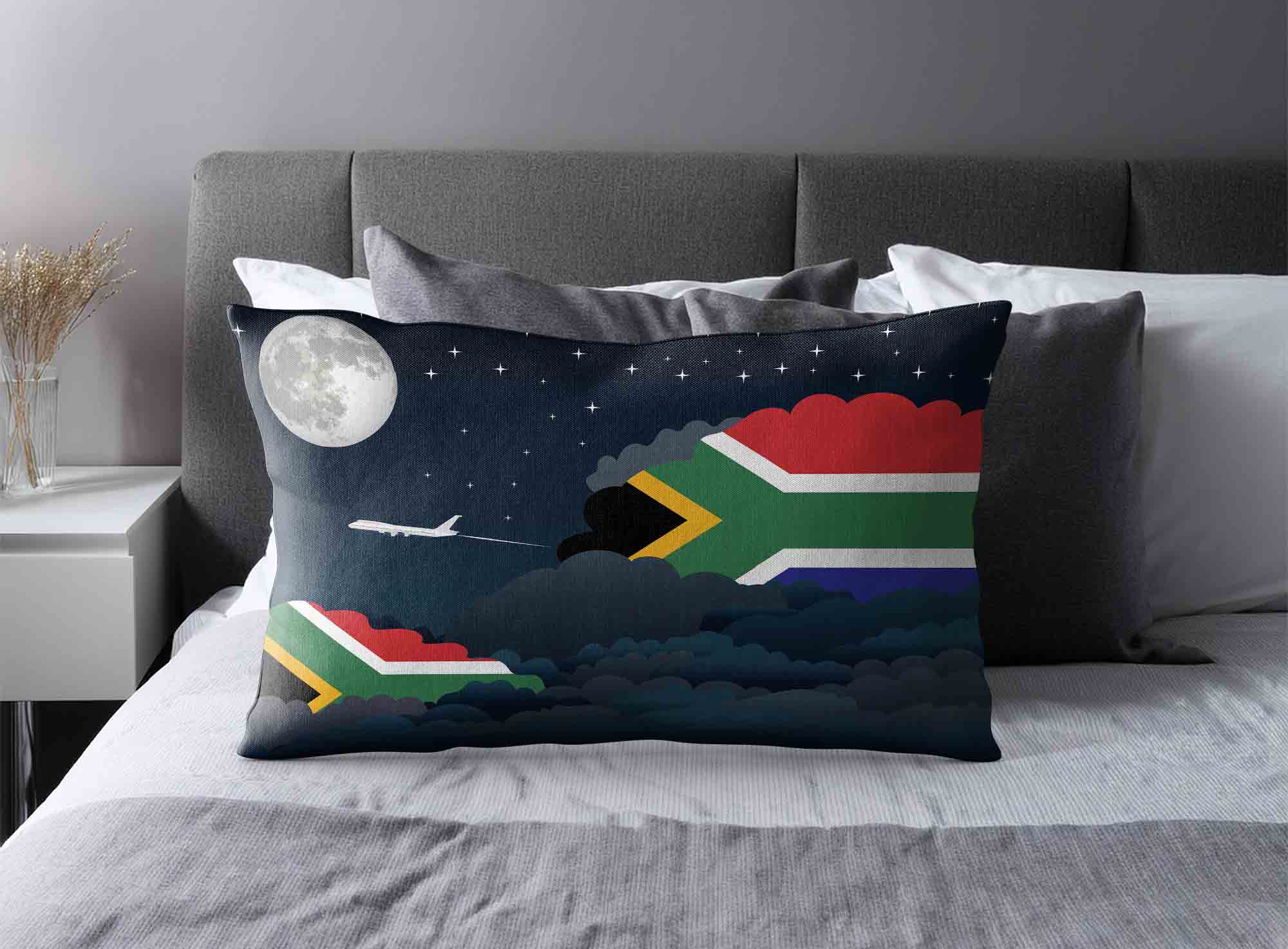 South Africa World Airplane Night Clouds Square & Rectangle Pillow Cases | Aviation Night Sky Decorative Throw Pillow Covers image 2