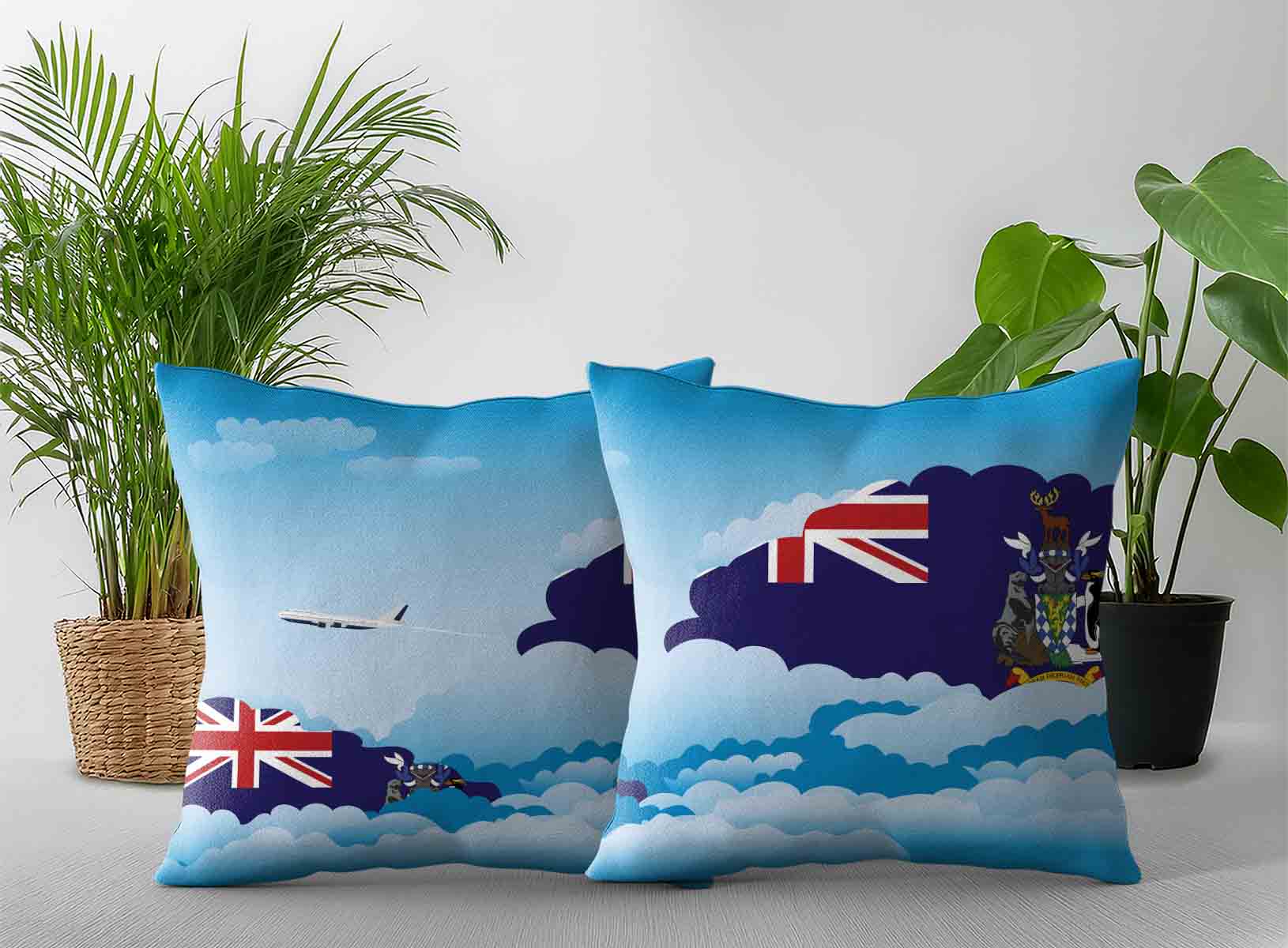 South Georgia Case and the South Sandwich Islands World Airplane Day Clouds Square & Rectangle Pillow Cases | Aviation Sky Travel Decorative Throw Pillow Covers