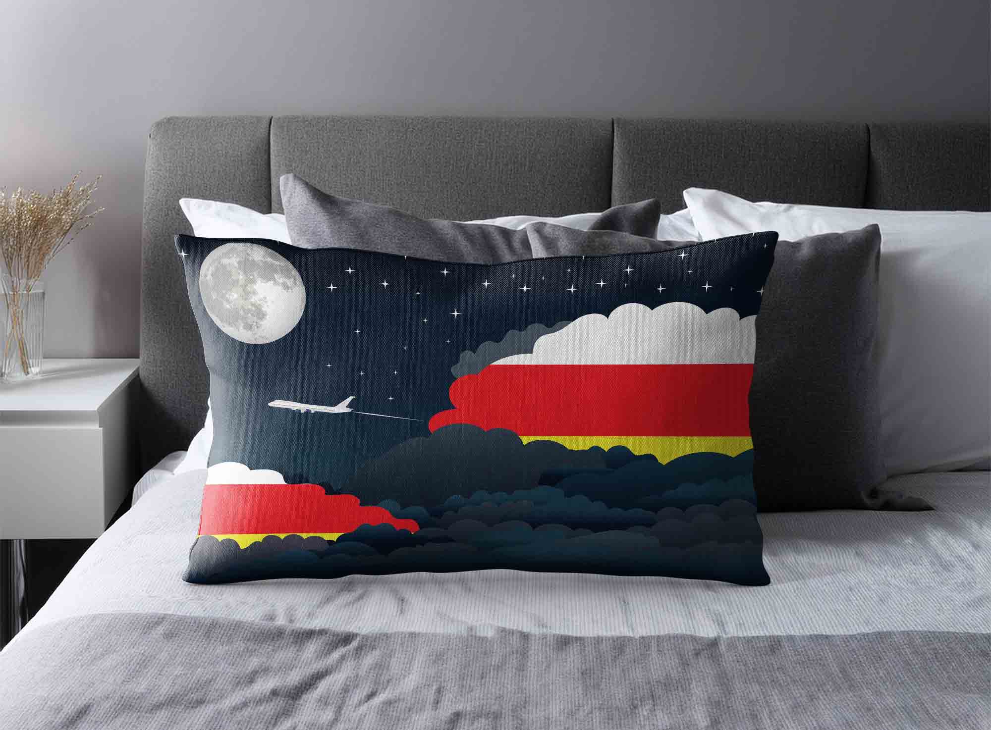 South Ossetia World Airplane Night Clouds Square & Rectangle Pillow Cases | Aviation Night Sky Decorative Throw Pillow Covers image 2