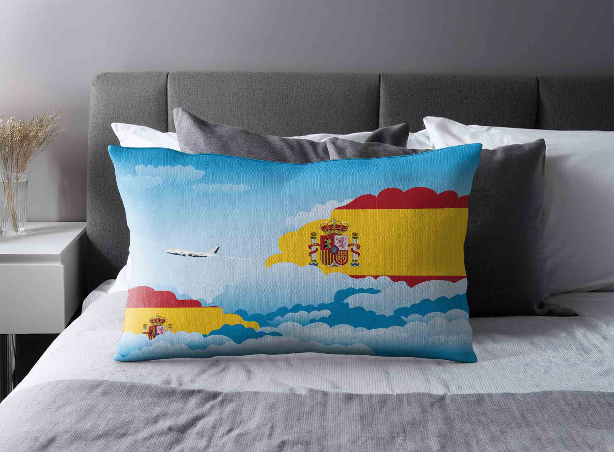 Spain World Airplane Day Clouds Square & Rectangle Pillow Cases | Aviation Sky Travel Decorative Throw Pillow Covers image 2