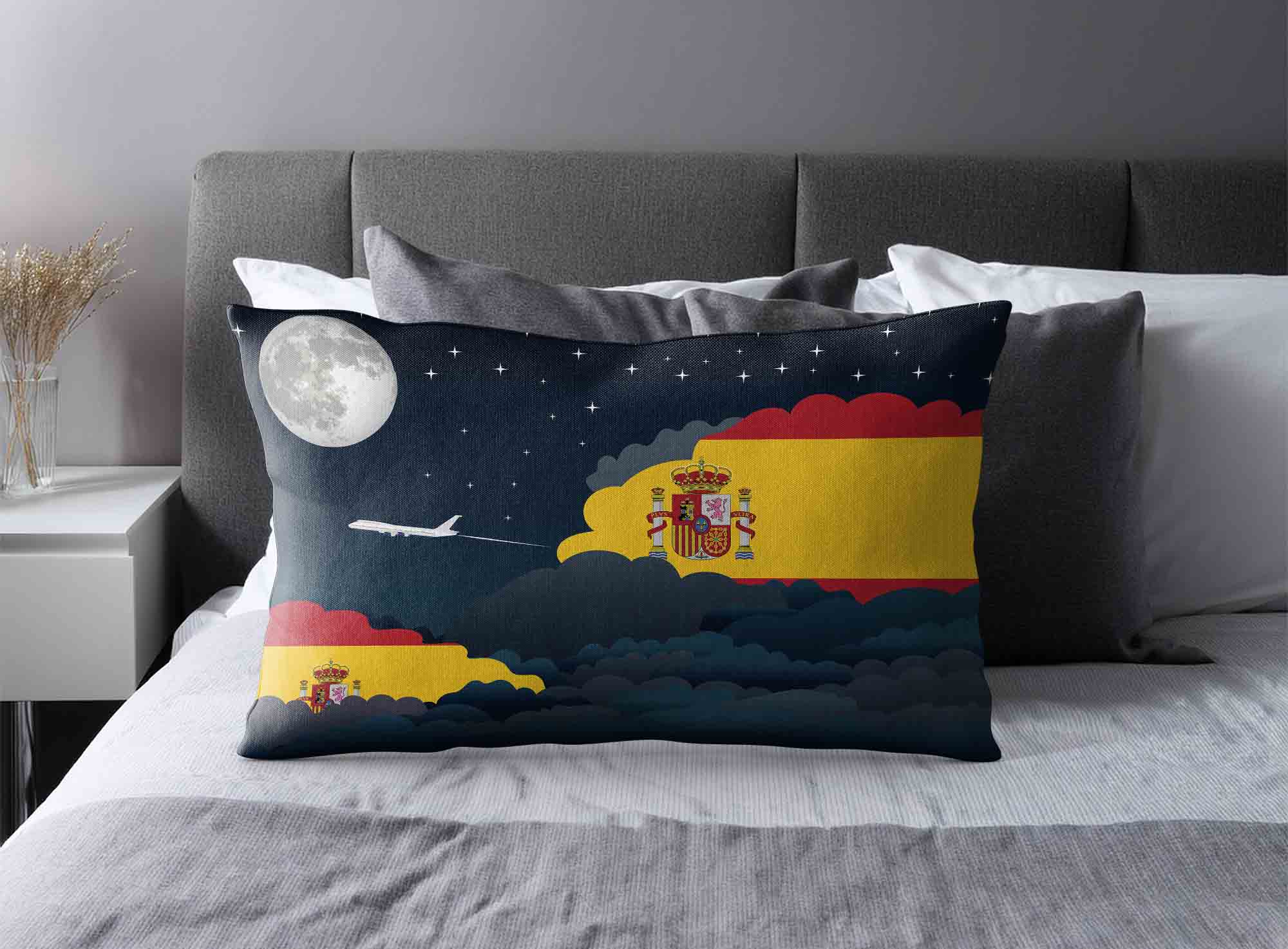 Spain World Airplane Night Clouds Square & Rectangle Pillow Cases | Aviation Night Sky Decorative Throw Pillow Covers image 2