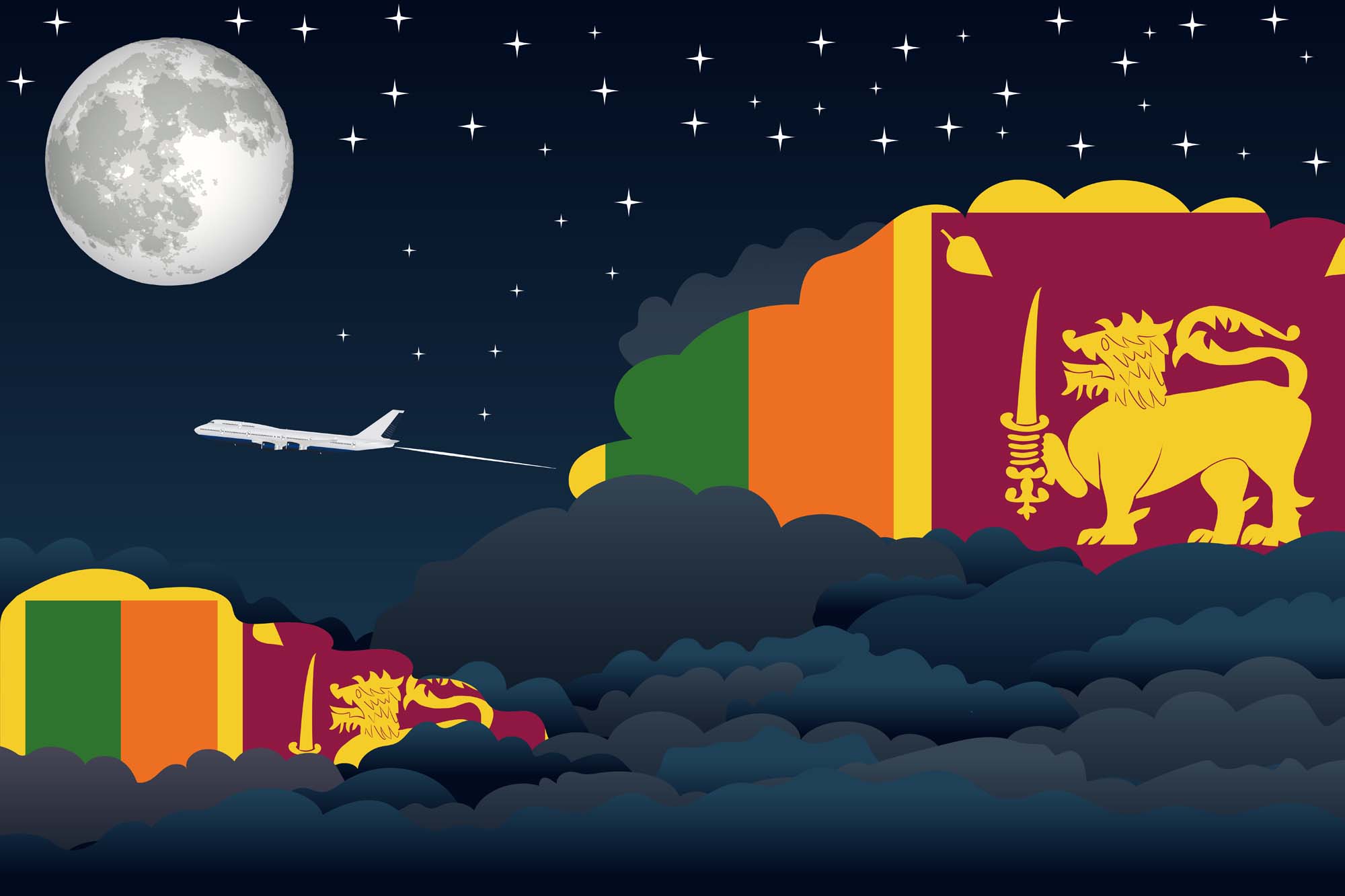Sri Lanka Night Clouds Blanket Throw image 2