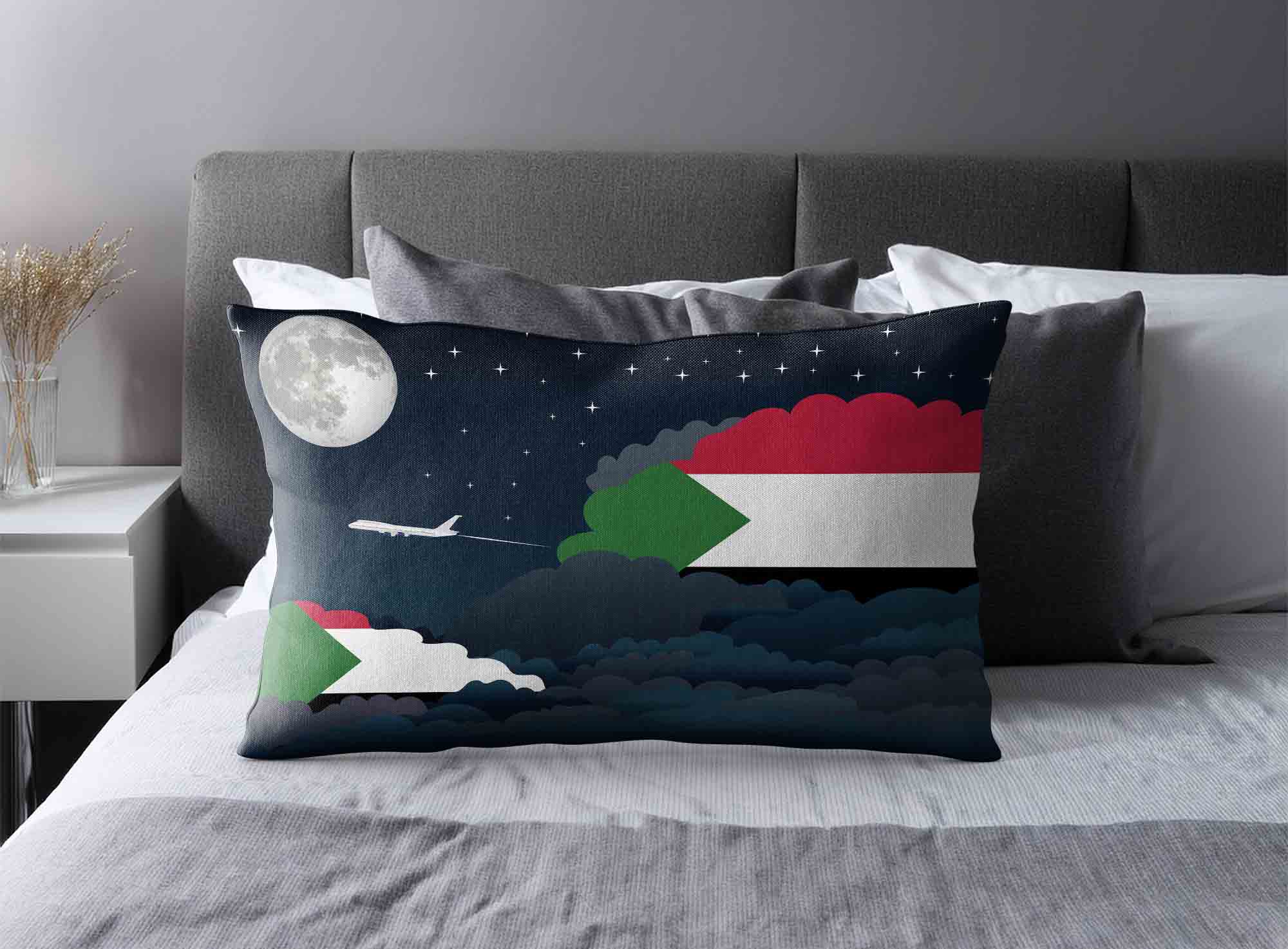 Sudan World Airplane Night Clouds Square & Rectangle Pillow Cases | Aviation Night Sky Decorative Throw Pillow Covers image 2
