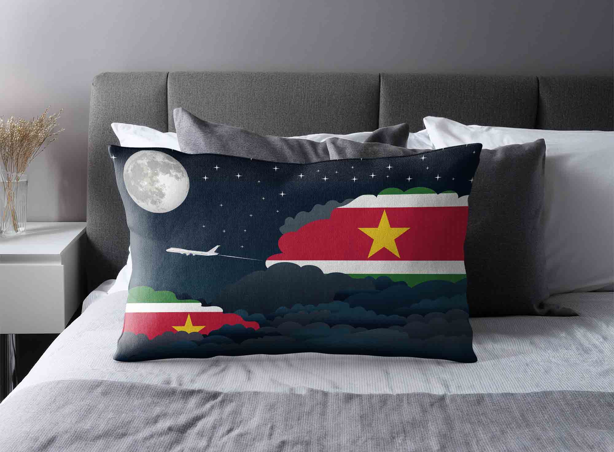 Suriname World Airplane Night Clouds Square & Rectangle Pillow Cases | Aviation Night Sky Decorative Throw Pillow Covers image 2