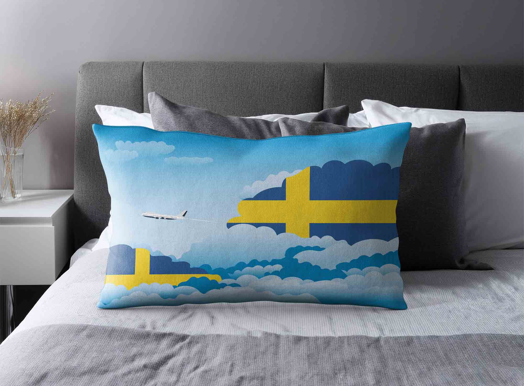 Sweden World Airplane Day Clouds Square & Rectangle Pillow Cases | Aviation Sky Travel Decorative Throw Pillow Covers image 2