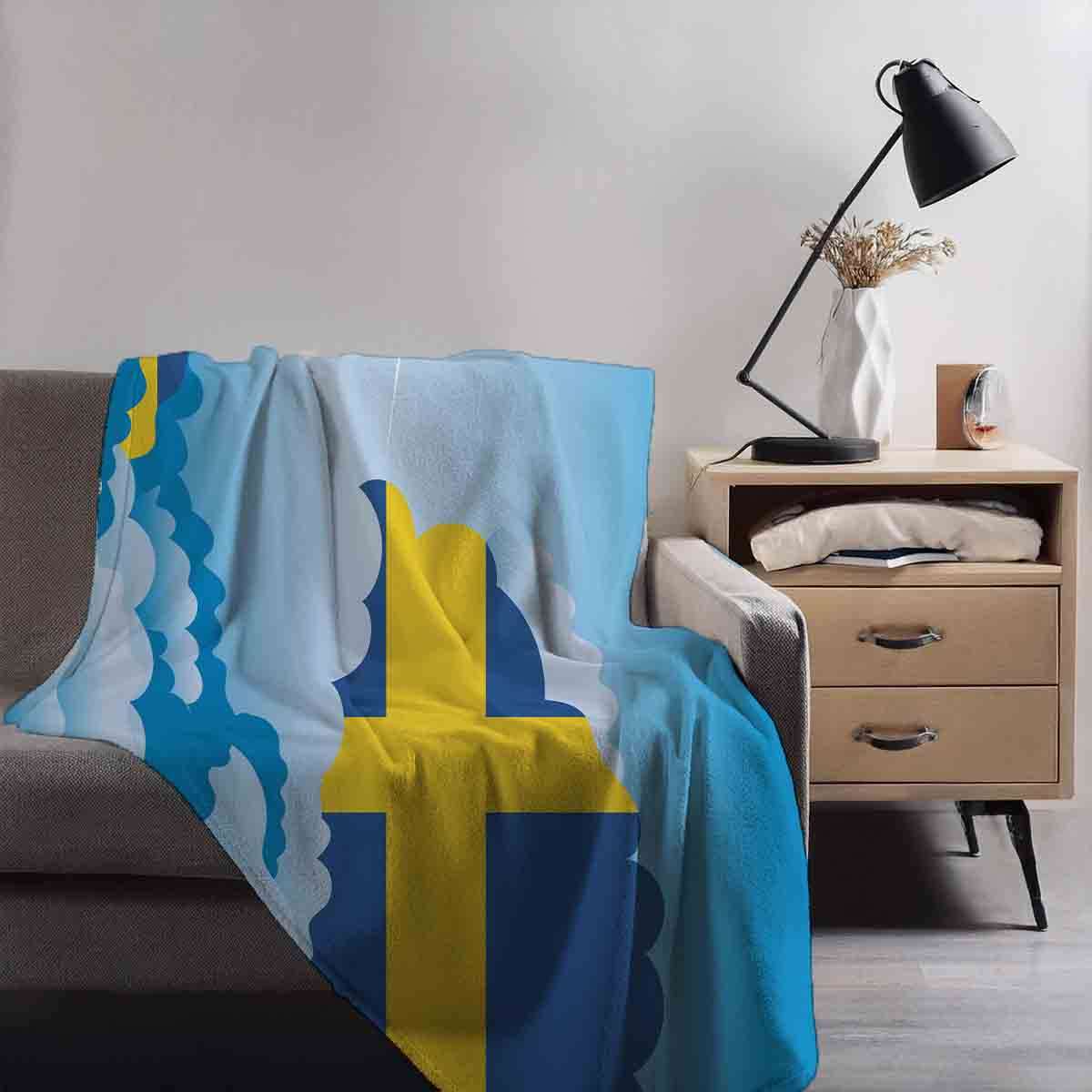 Sweden Day Clouds Blanket Throw