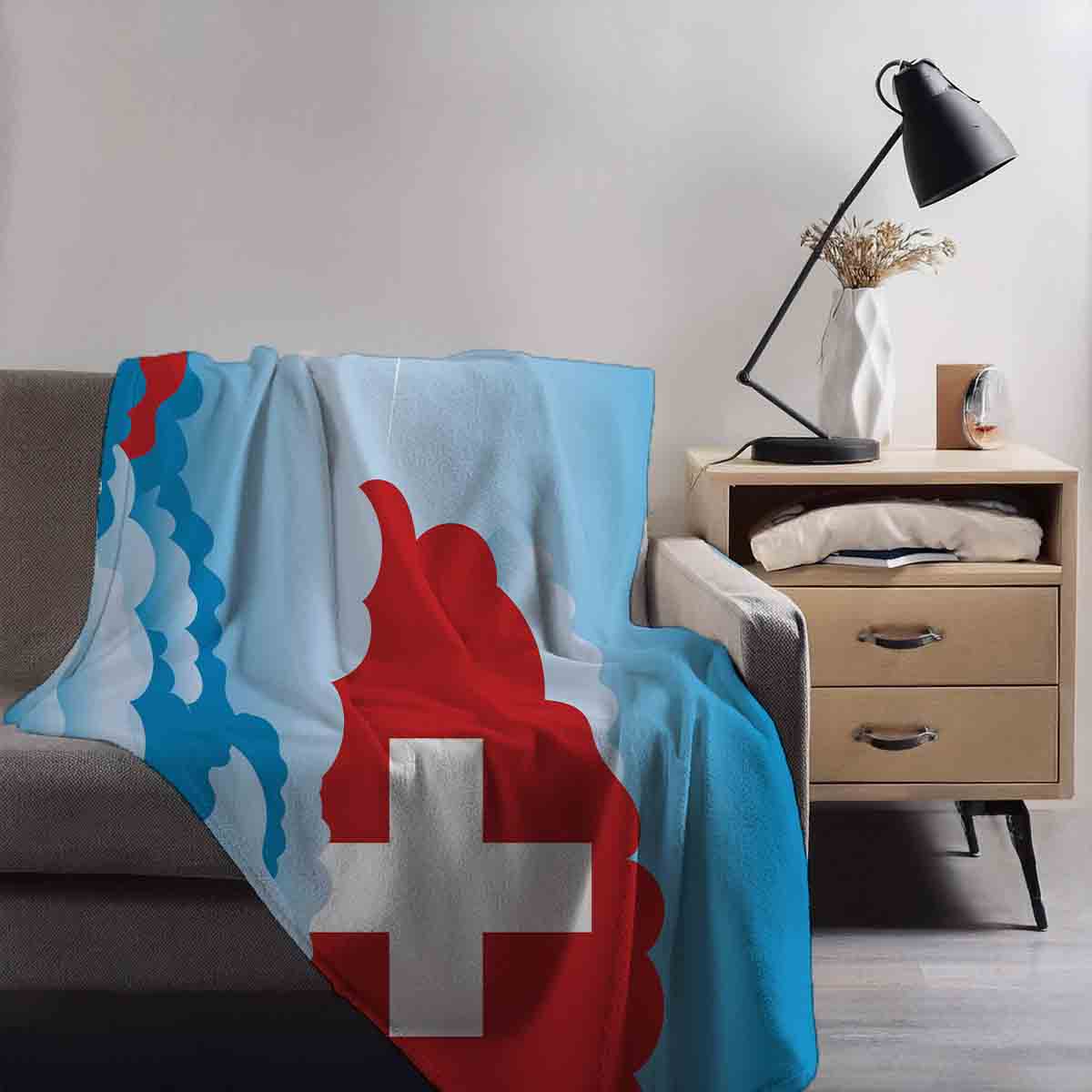 Switzerland Day Clouds Blanket Throw