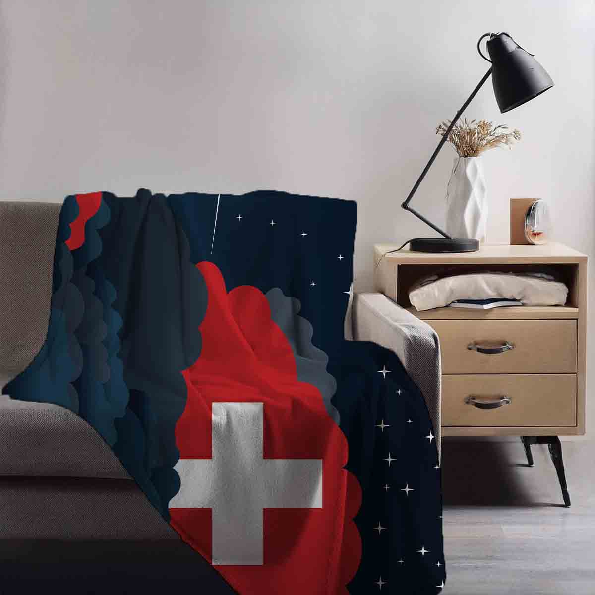 Switzerland Night Clouds Blanket Throw