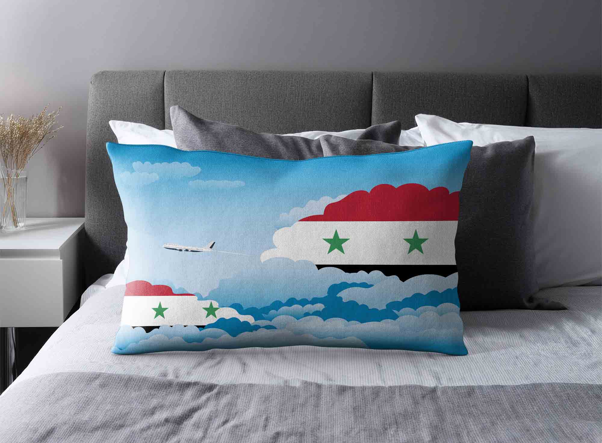 Syria World Airplane Day Clouds Square & Rectangle Pillow Cases | Aviation Sky Travel Decorative Throw Pillow Covers image 2