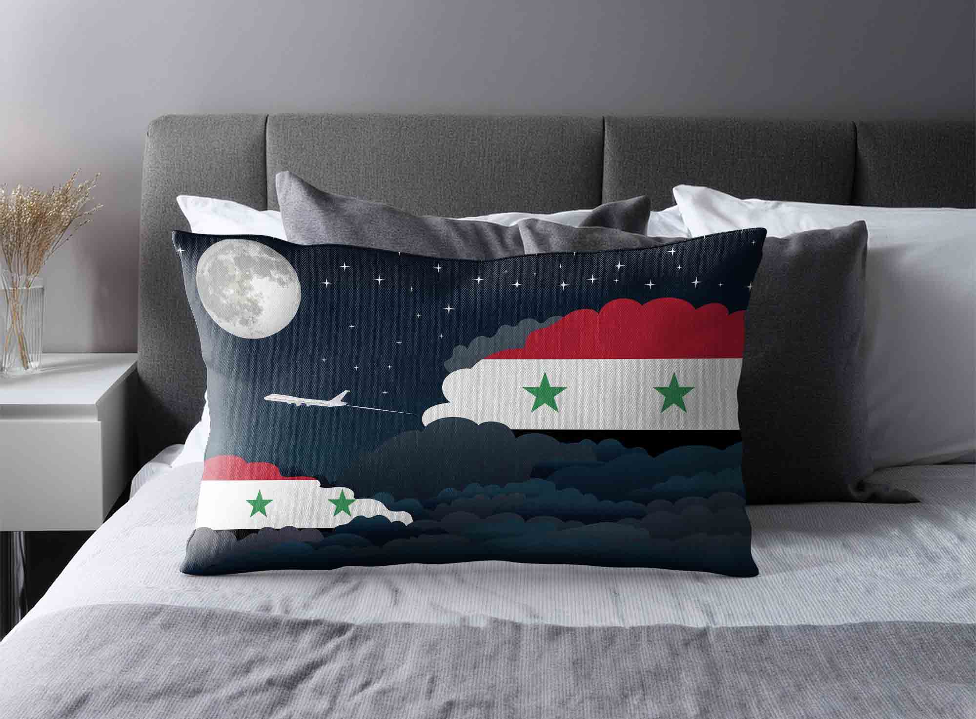 Syria World Airplane Night Clouds Square & Rectangle Pillow Cases | Aviation Night Sky Decorative Throw Pillow Covers image 2