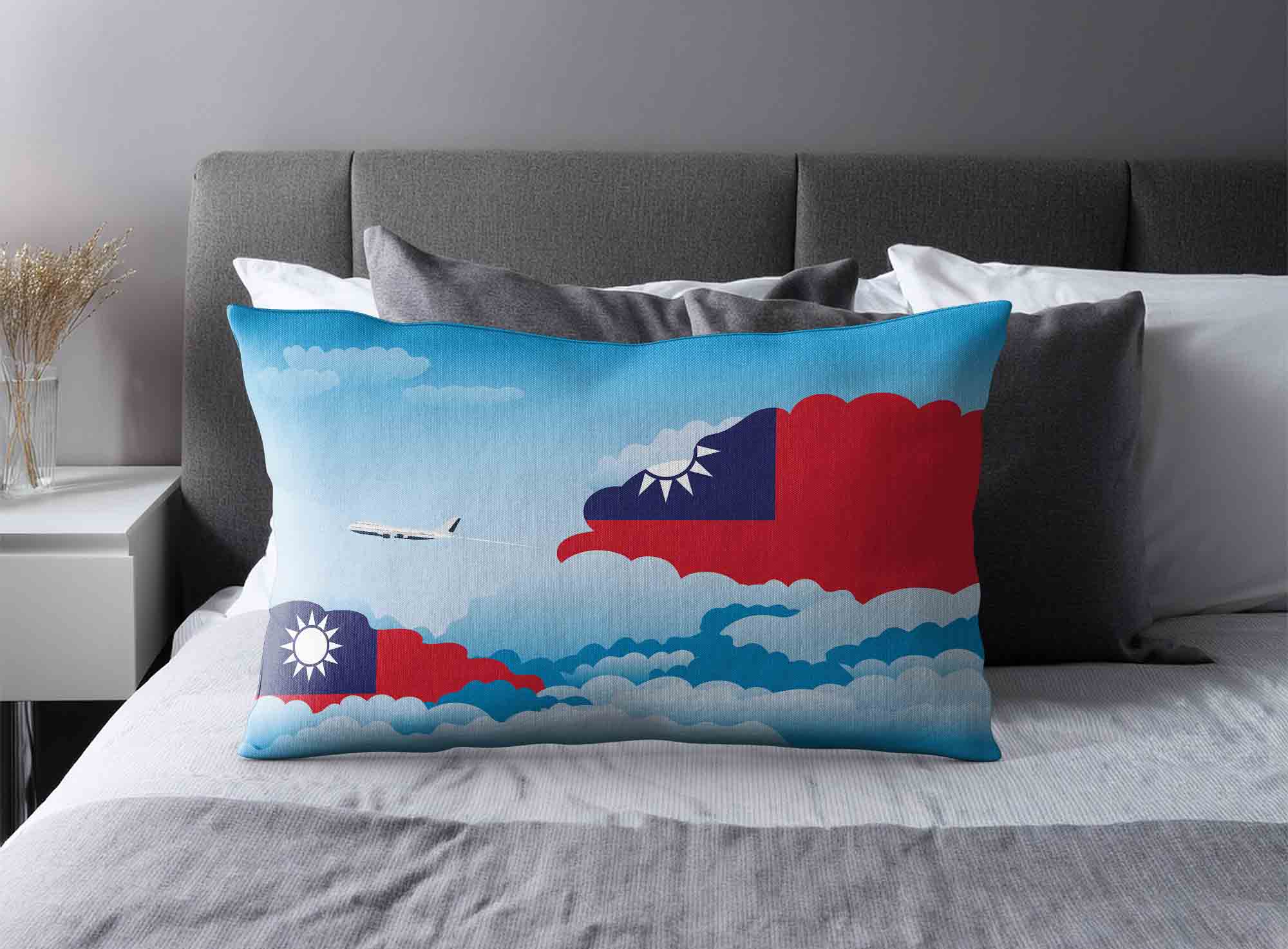 Taiwan World Airplane Day Clouds Square & Rectangle Pillow Cases | Aviation Sky Travel Decorative Throw Pillow Covers image 2