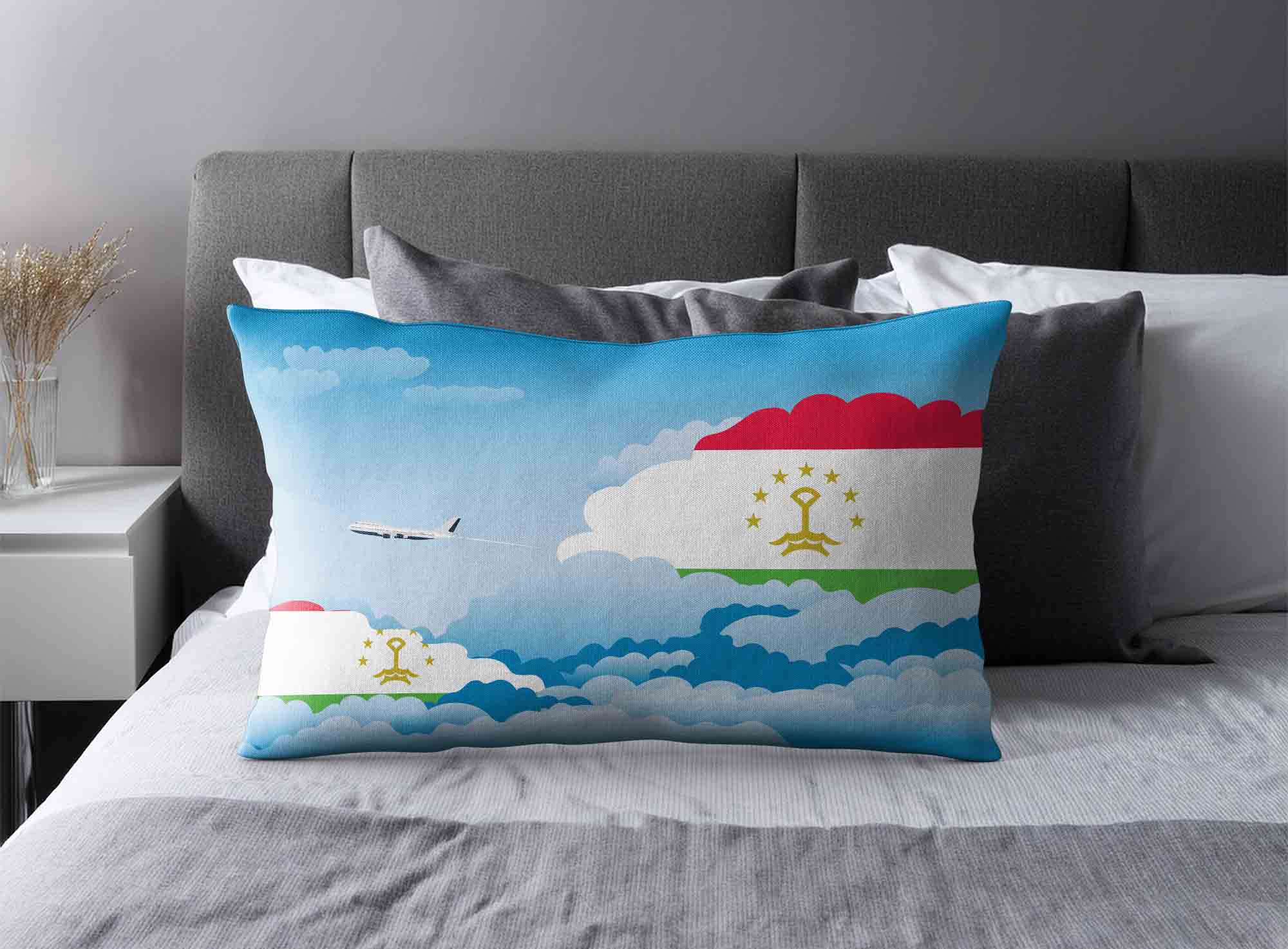 Tajikistan World Airplane Day Clouds Square & Rectangle Pillow Cases | Aviation Sky Travel Decorative Throw Pillow Covers image 2