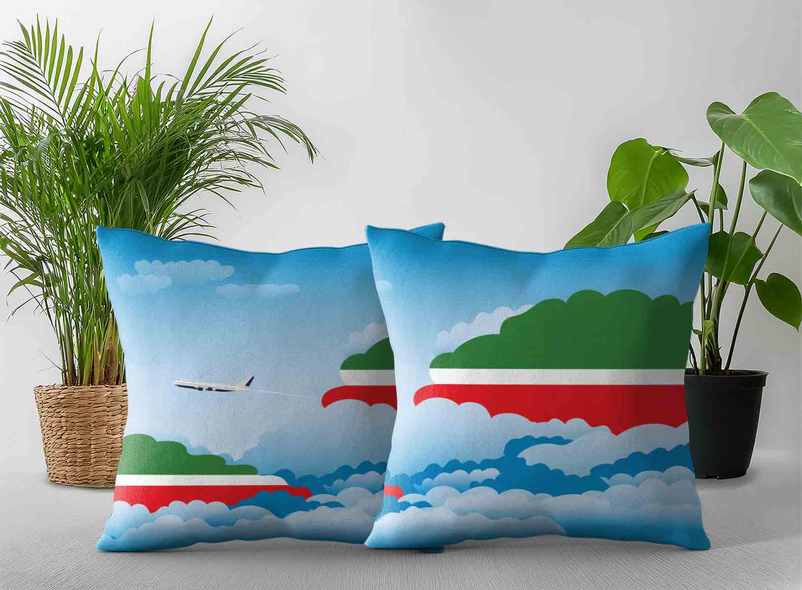 Tatarstan World Airplane Day Clouds Square & Rectangle Pillow Cases | Aviation Sky Travel Decorative Throw Pillow Covers