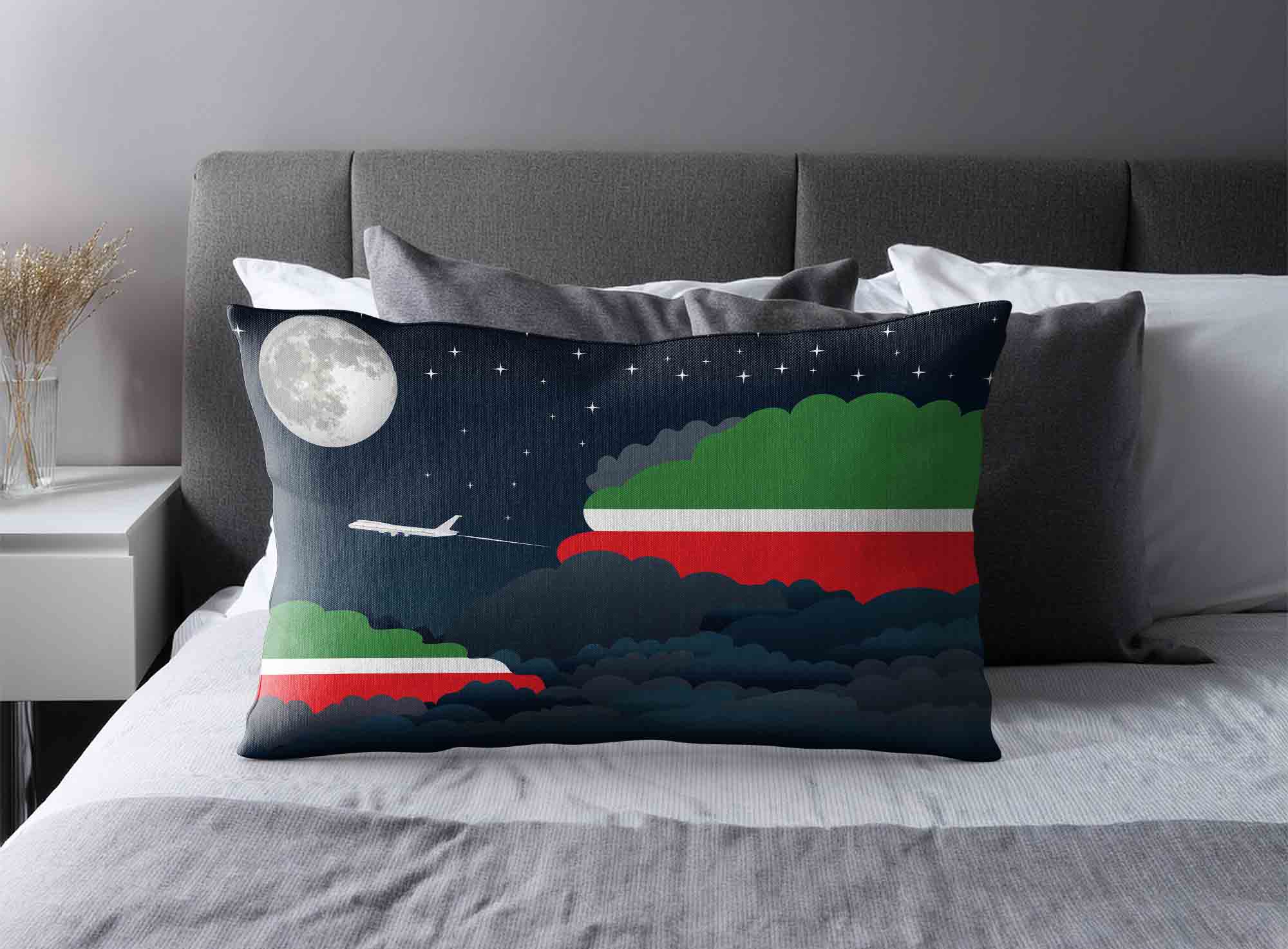 Tatarstan World Airplane Night Clouds Square & Rectangle Pillow Cases | Aviation Night Sky Decorative Throw Pillow Covers image 2