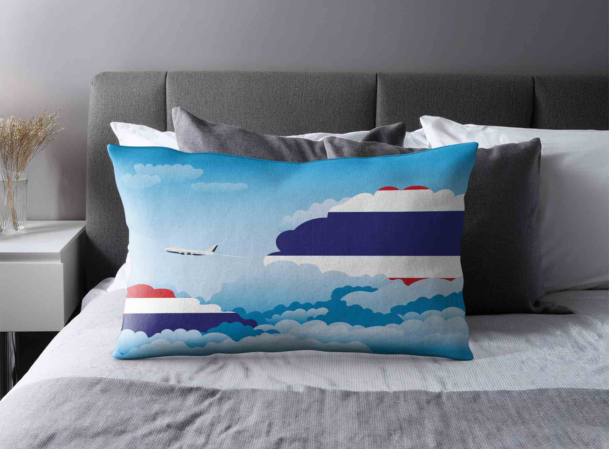 Thailand World Airplane Day Clouds Square & Rectangle Pillow Cases | Aviation Sky Travel Decorative Throw Pillow Covers image 2