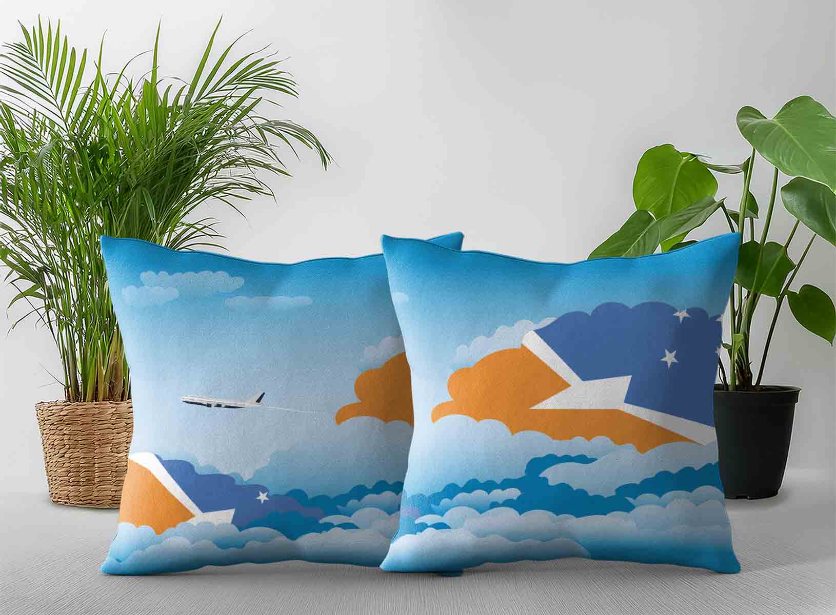 Tierra del Fuego Province Argentina World Airplane Day Clouds Square & Rectangle Pillow Cases | Aviation Sky Travel Decorative Throw Pillow Covers