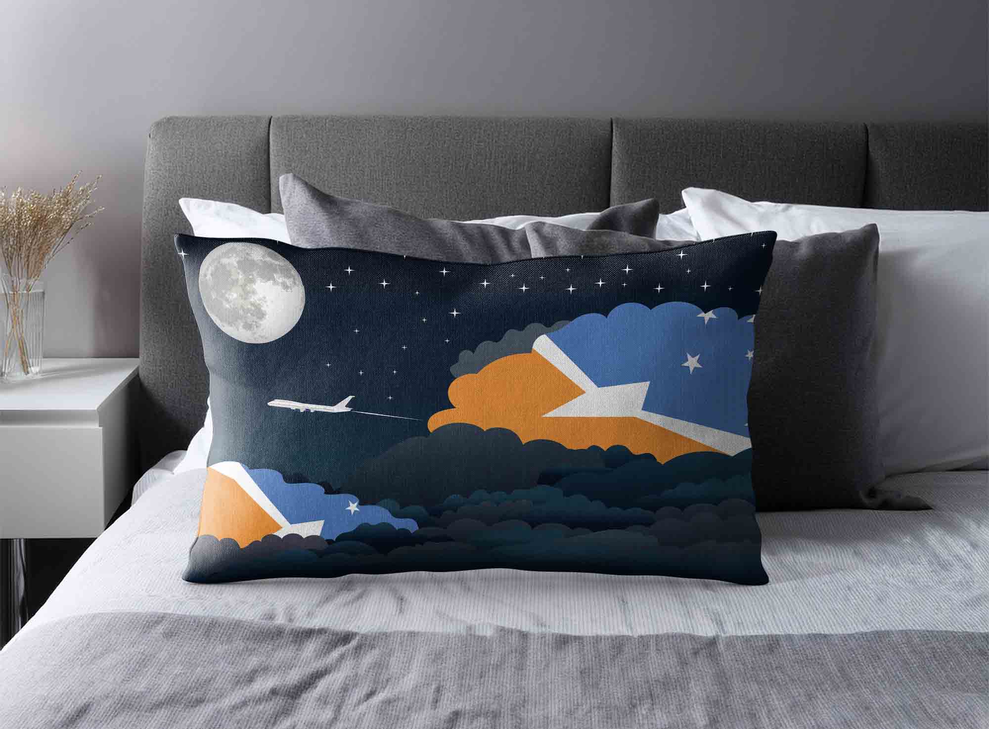 Tierra del Fuego Province Argentina World Airplane Night Clouds Square & Rectangle Pillow Cases | Aviation Night Sky Decorative Throw Pillow Covers image 2