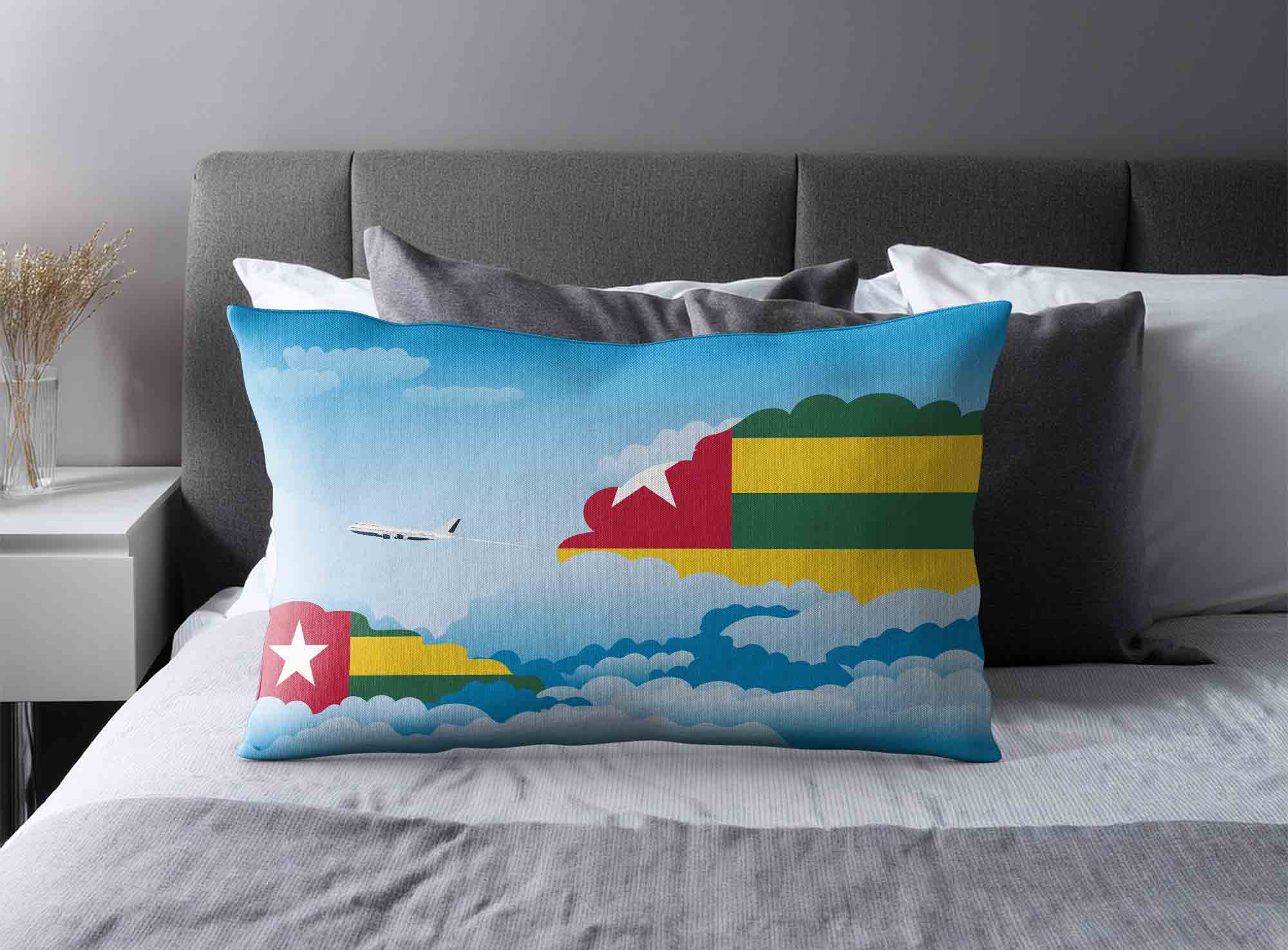 Togo World Airplane Day Clouds Square & Rectangle Pillow Cases | Aviation Sky Travel Decorative Throw Pillow Covers image 2