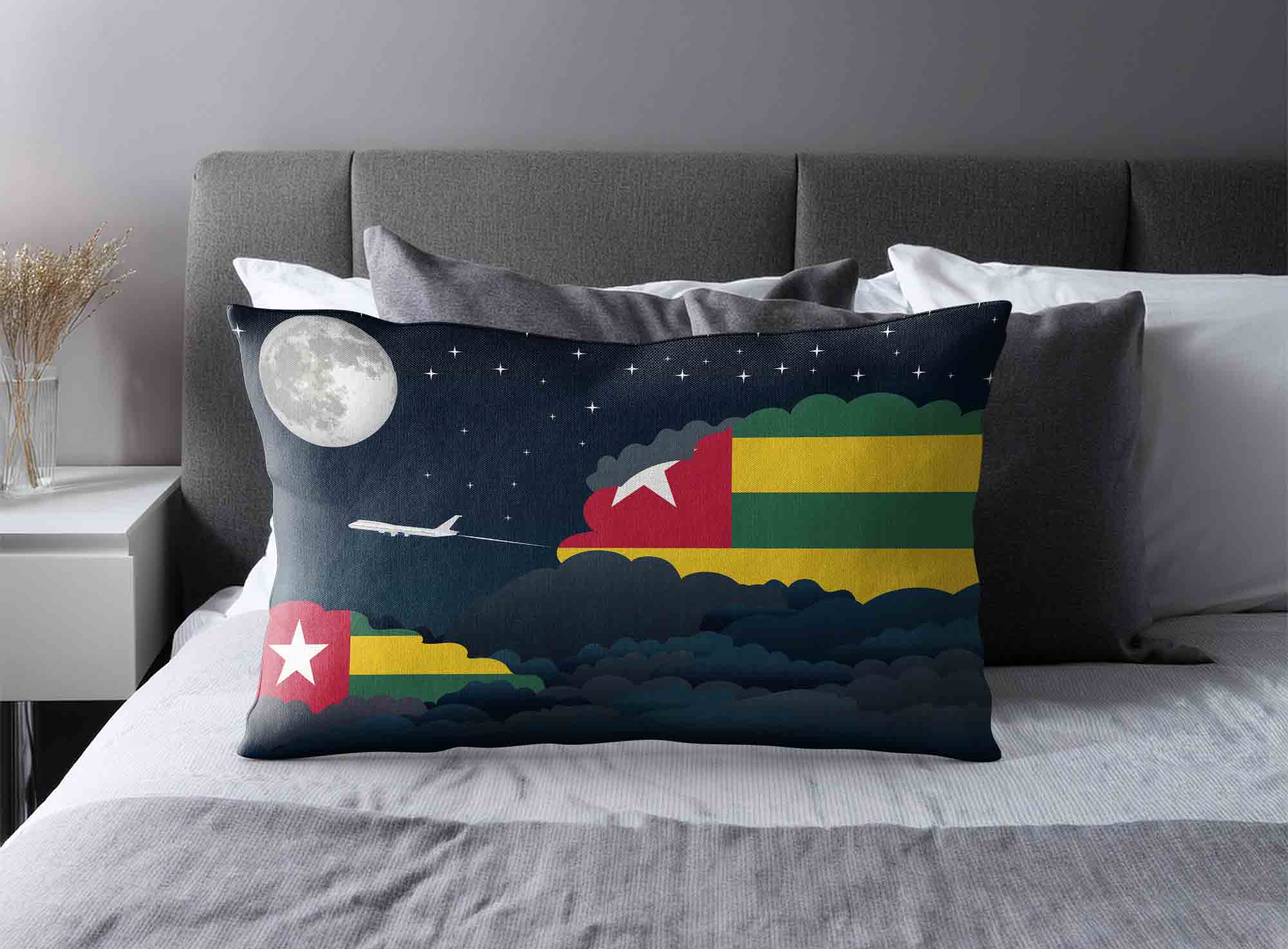 Togo World Airplane Night Clouds Square & Rectangle Pillow Cases | Aviation Night Sky Decorative Throw Pillow Covers image 2