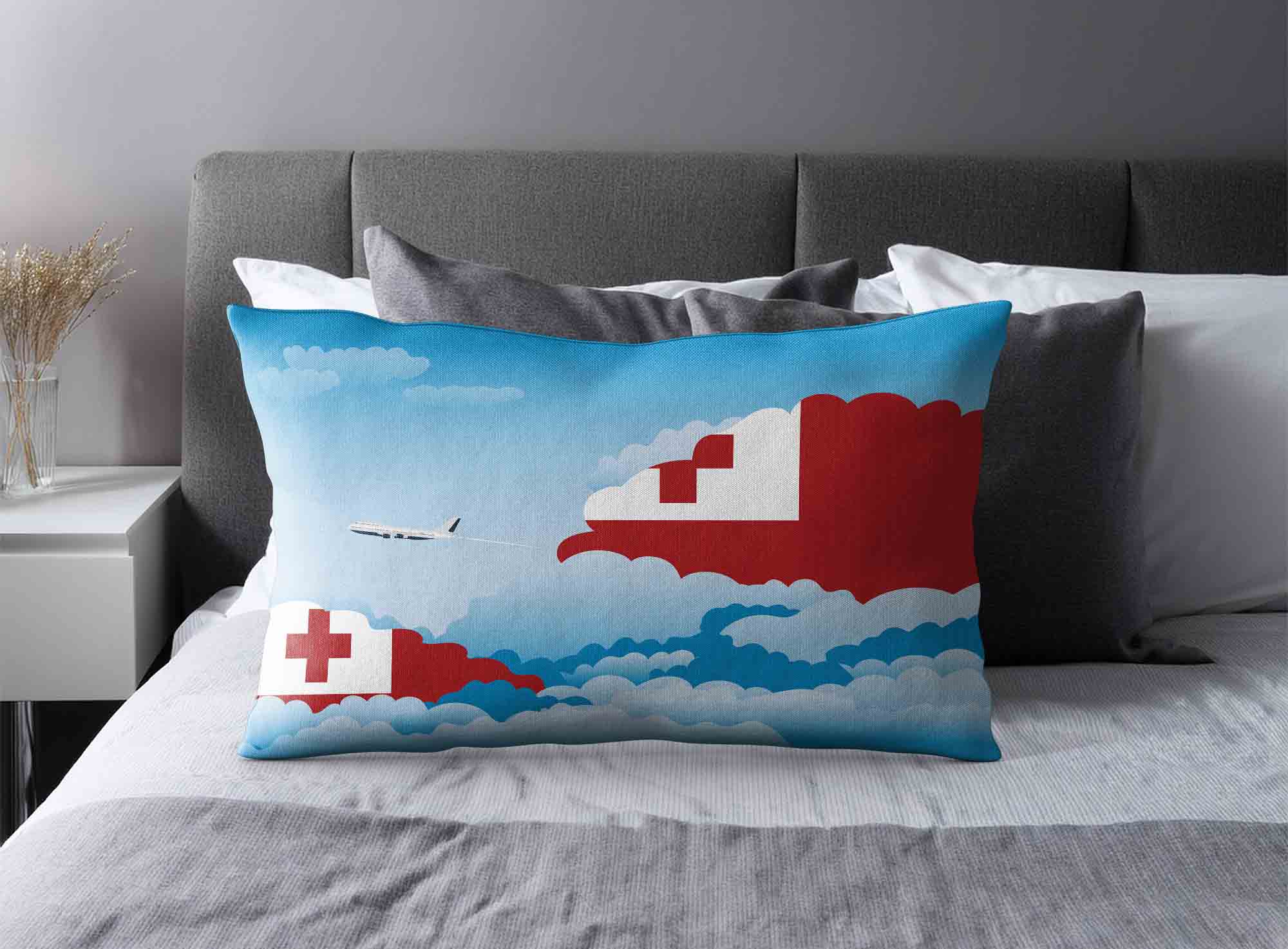 Tonga World Airplane Day Clouds Square & Rectangle Pillow Cases | Aviation Sky Travel Decorative Throw Pillow Covers image 2