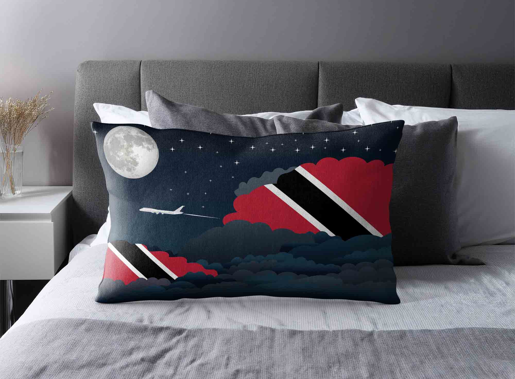 Trinidad Case and Tobago World Airplane Night Clouds Square & Rectangle Pillow Cases | Aviation Night Sky Decorative Throw Pillow Covers image 2