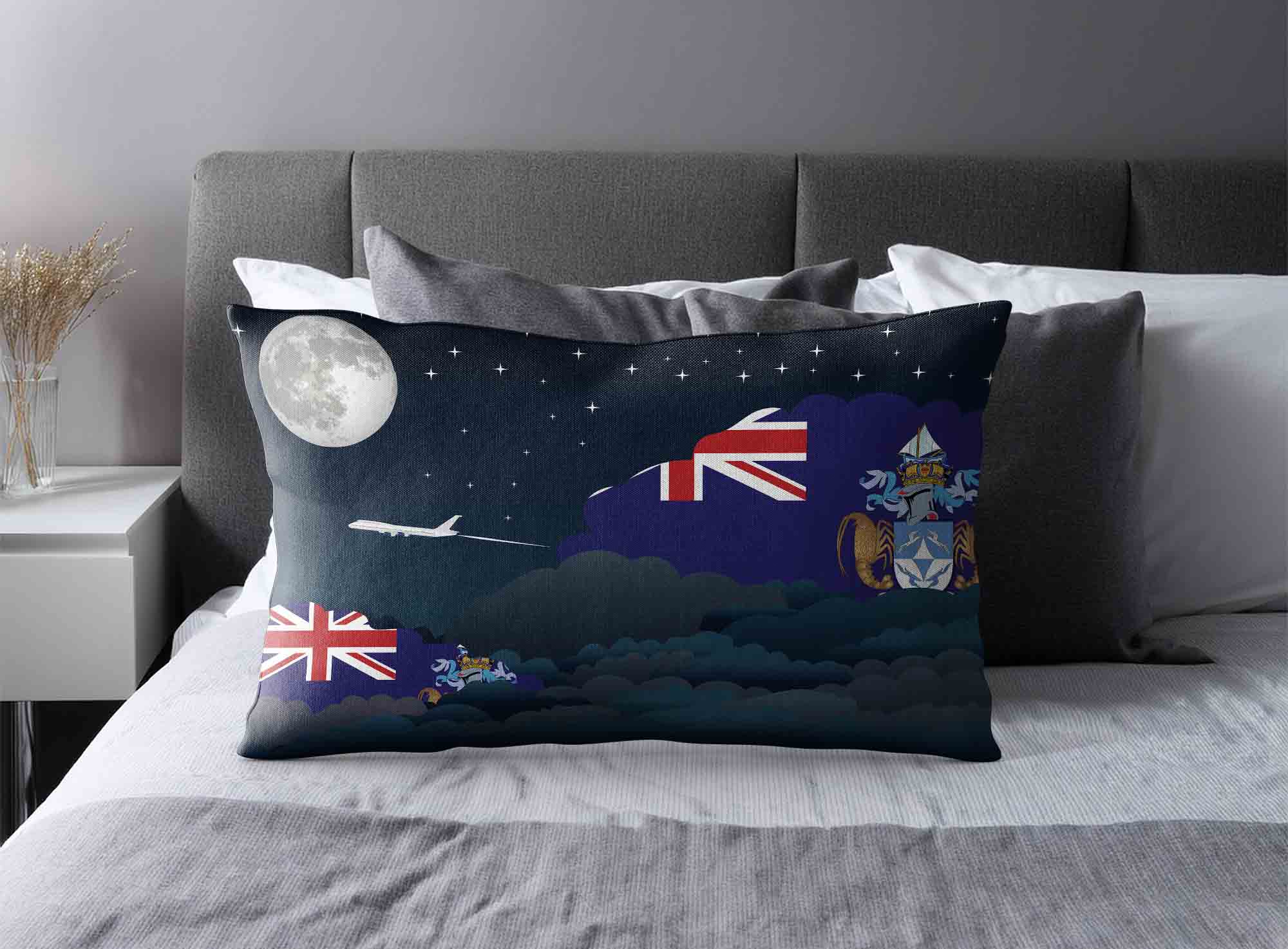 Tristan da Cunha World Airplane Night Clouds Square & Rectangle Pillow Cases | Aviation Night Sky Decorative Throw Pillow Covers image 2