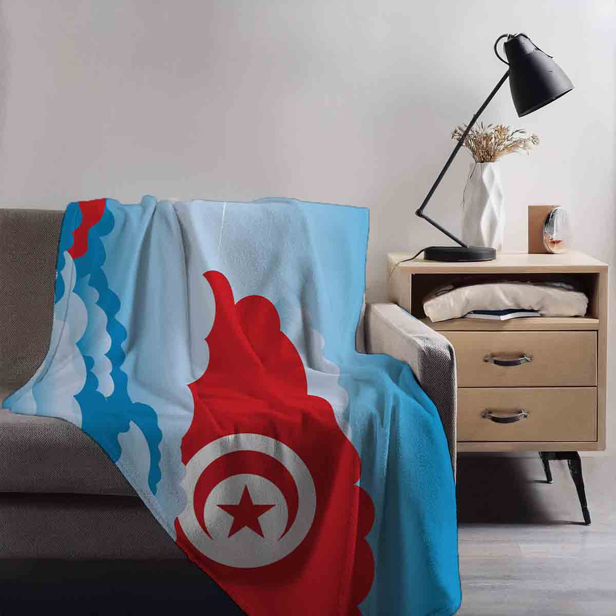 Tunisia Day Clouds Blanket Throw
